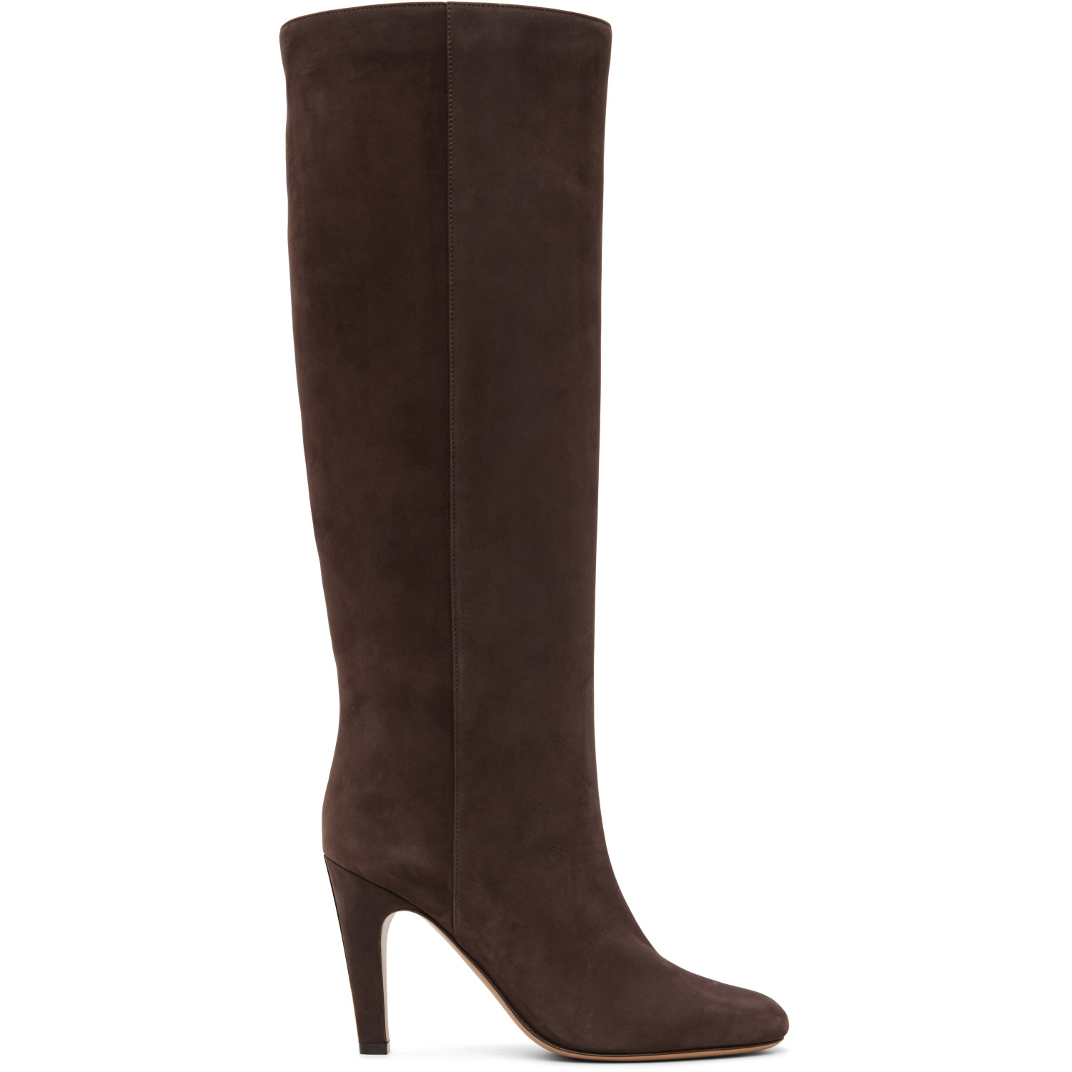 Ferragamo Brown Detailed Metal Heeled Tall Boots