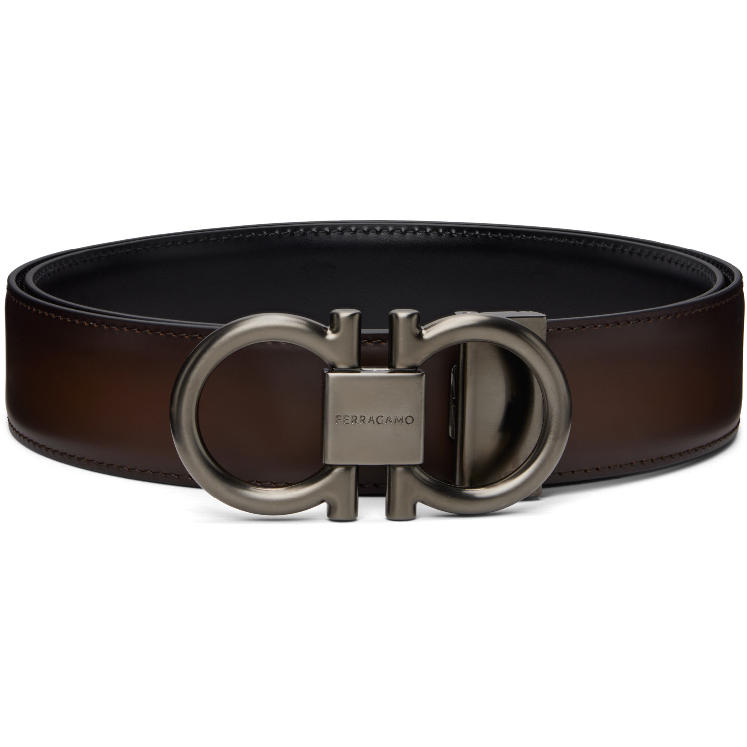 Ferragamo Brown Reversible & Adjustable Gancini Belt