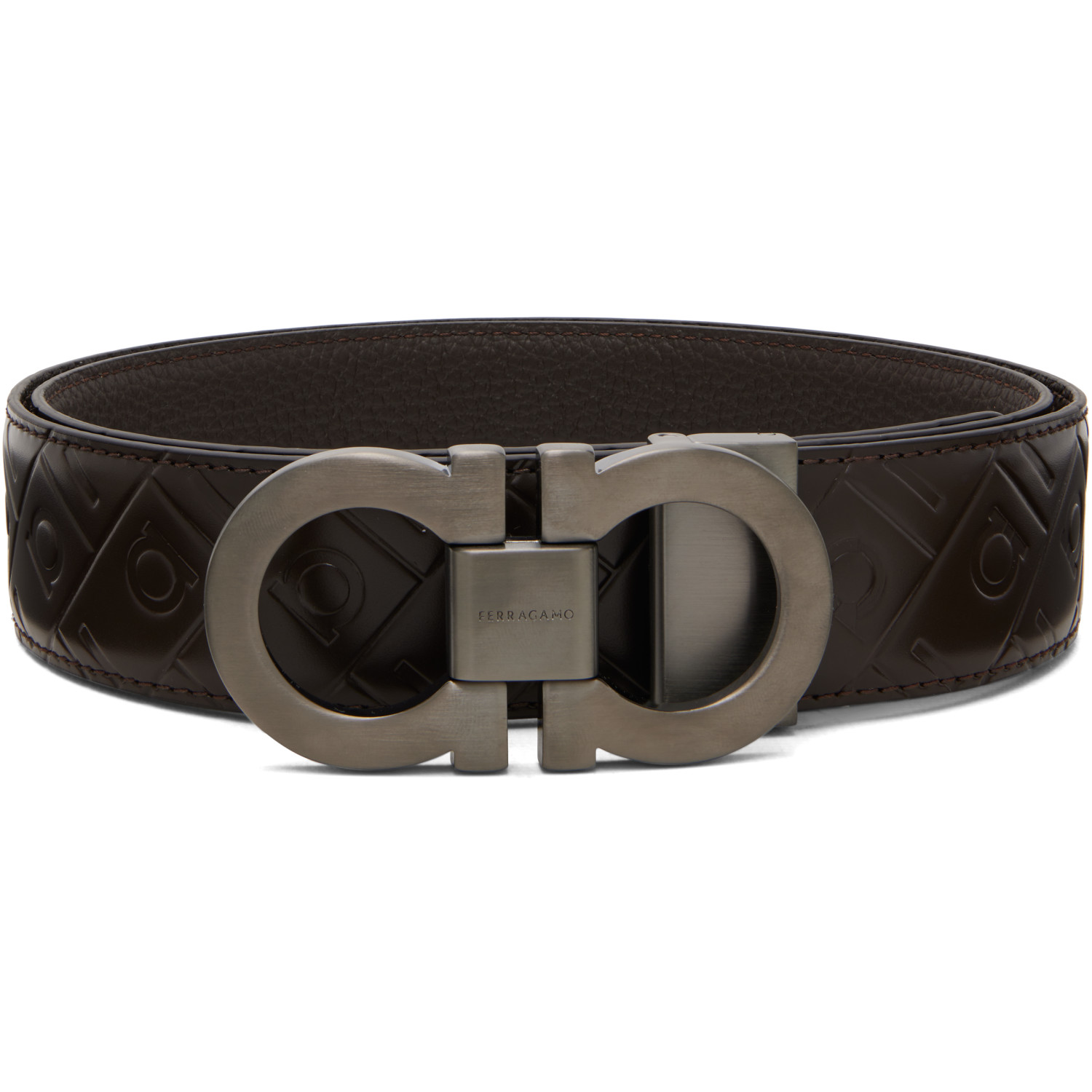 Ferragamo Brown Reversible & Adjustable Gancini Belt