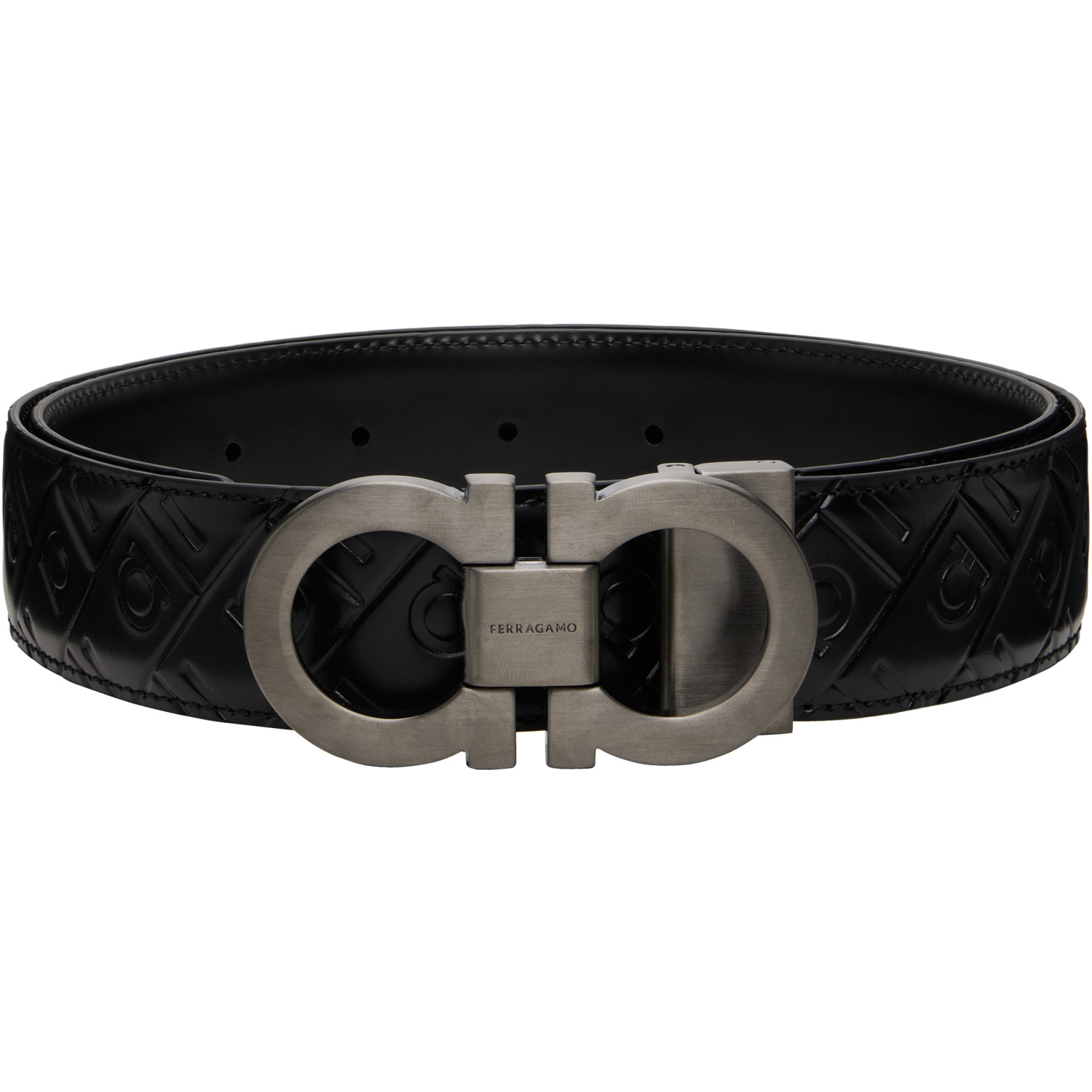 Ferragamo Black Reversible & Adjustable Gancini Belt