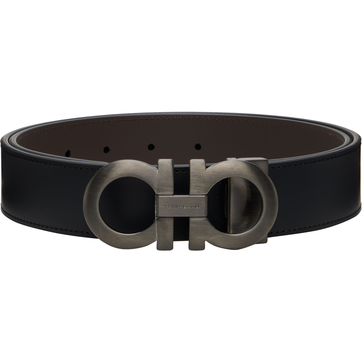Ferragamo Black Reversible & Adjustable Gancini Belt