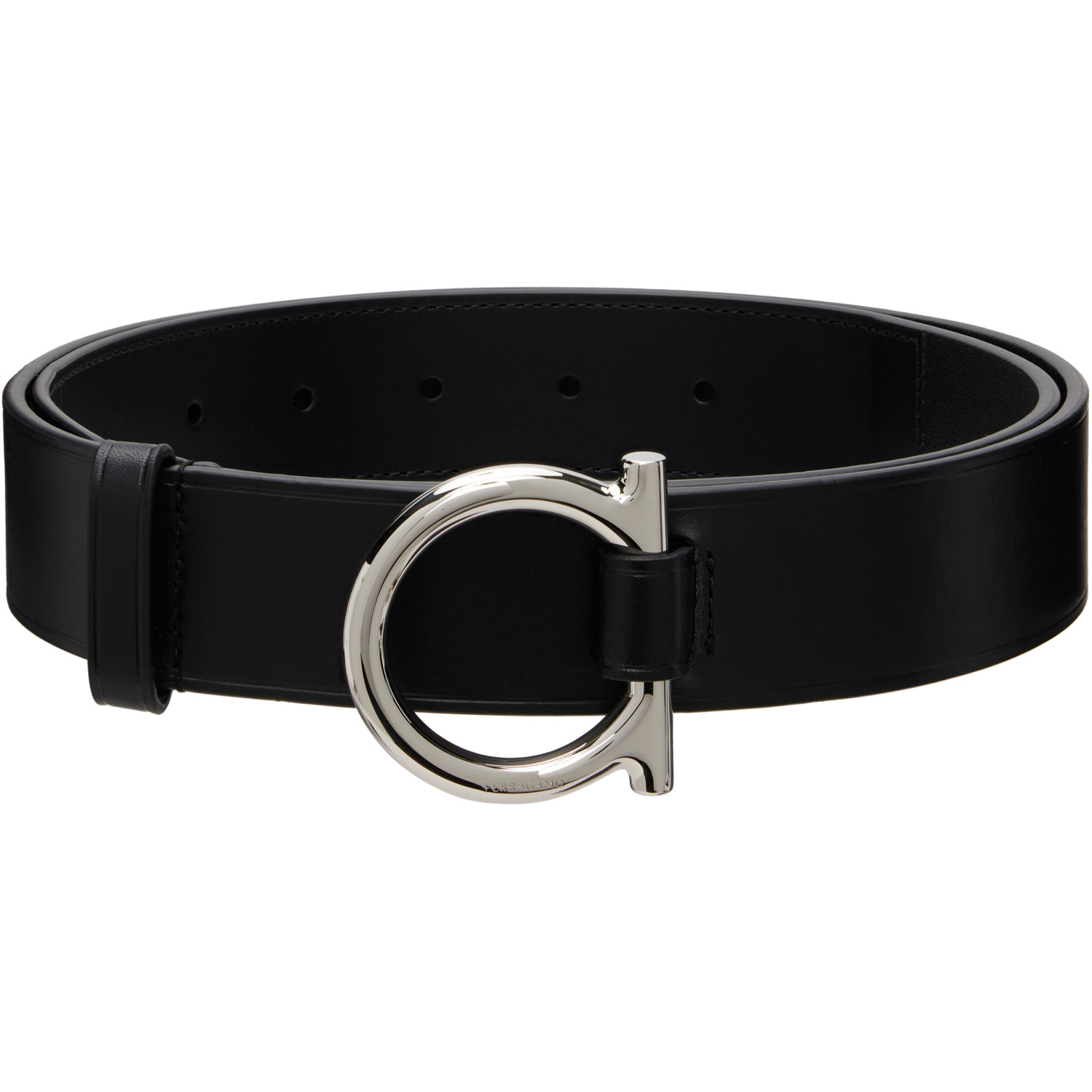 Ferragamo Black Fixed Belt