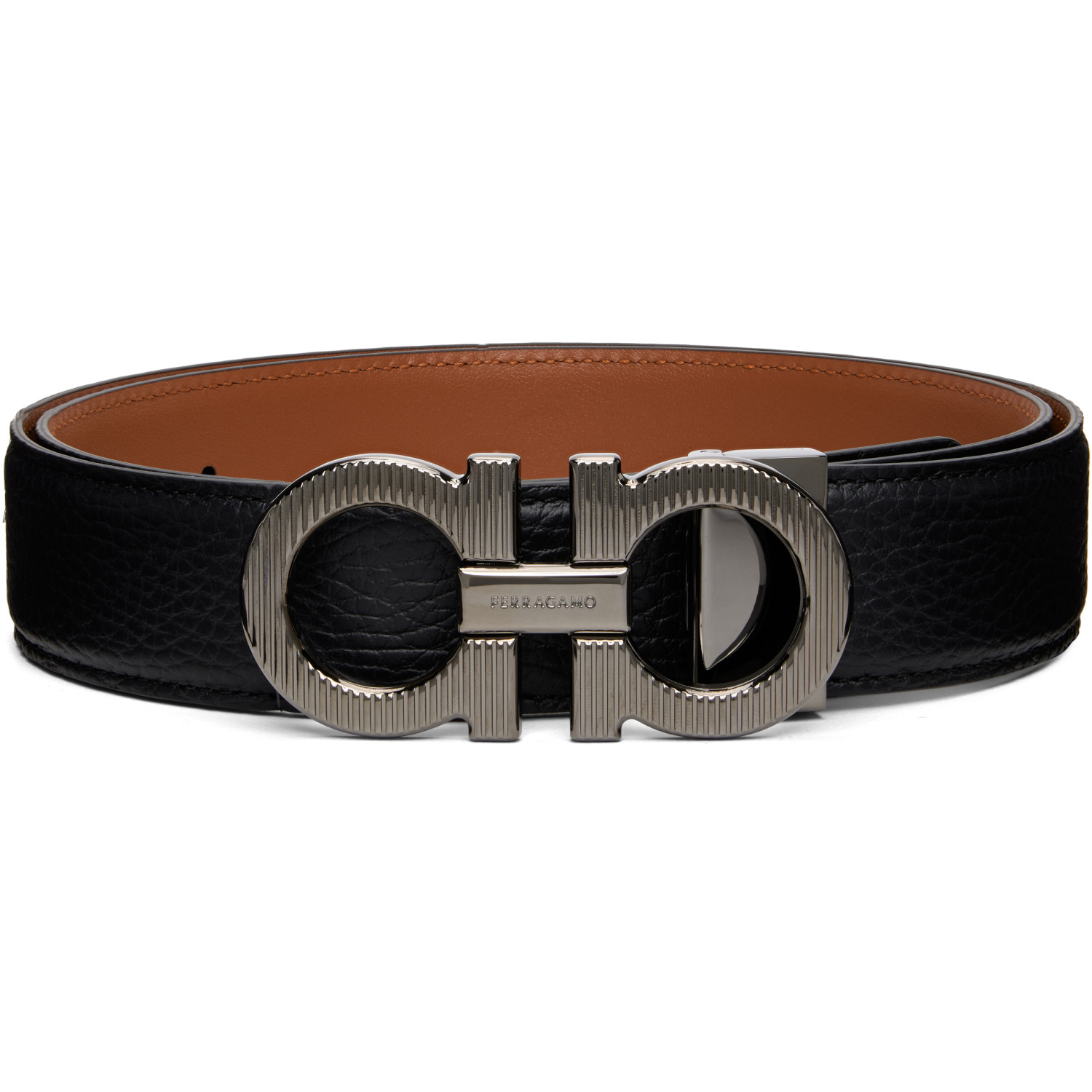 Ferragamo Black Reversible & Adjustable Gancini Belt