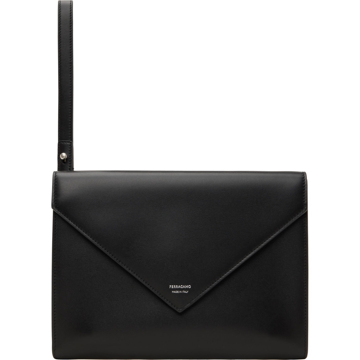 Ferragamo Black Leather Document Pouch