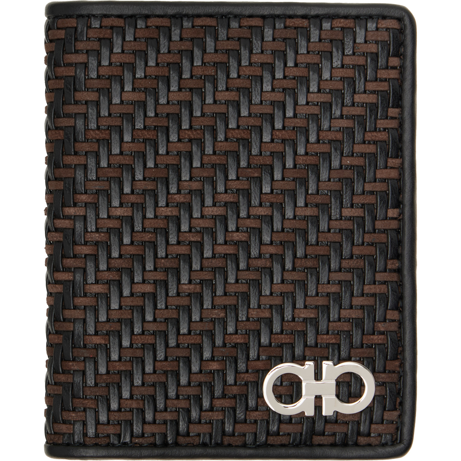 Ferragamo Brown Woven Credit Card Holder