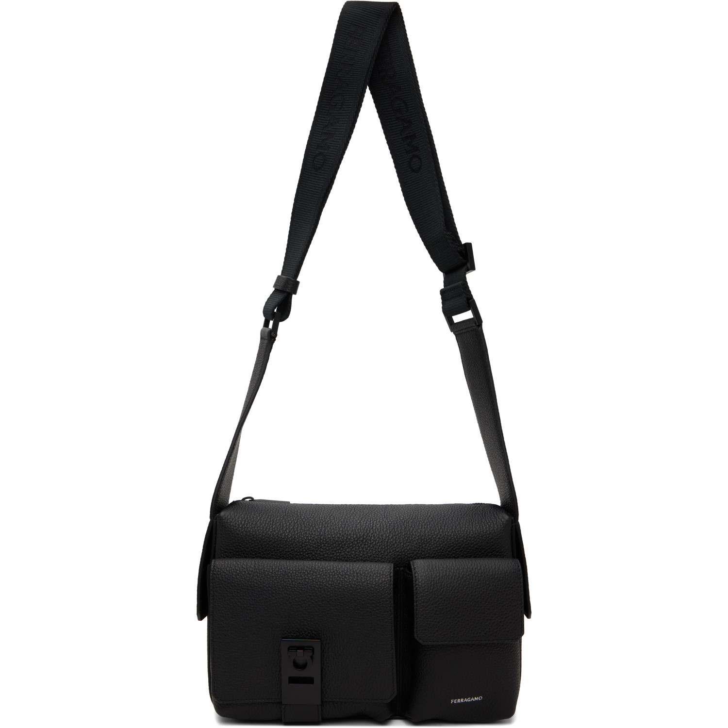 Ferragamo Black Utility Crossbody Hug Buckle Bag