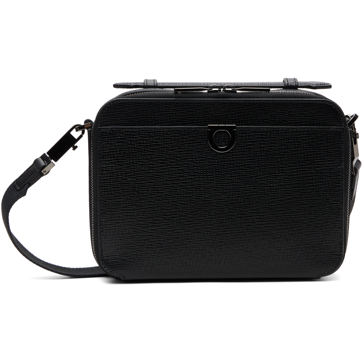 Ferragamo Black Gancini Crossbody Bag