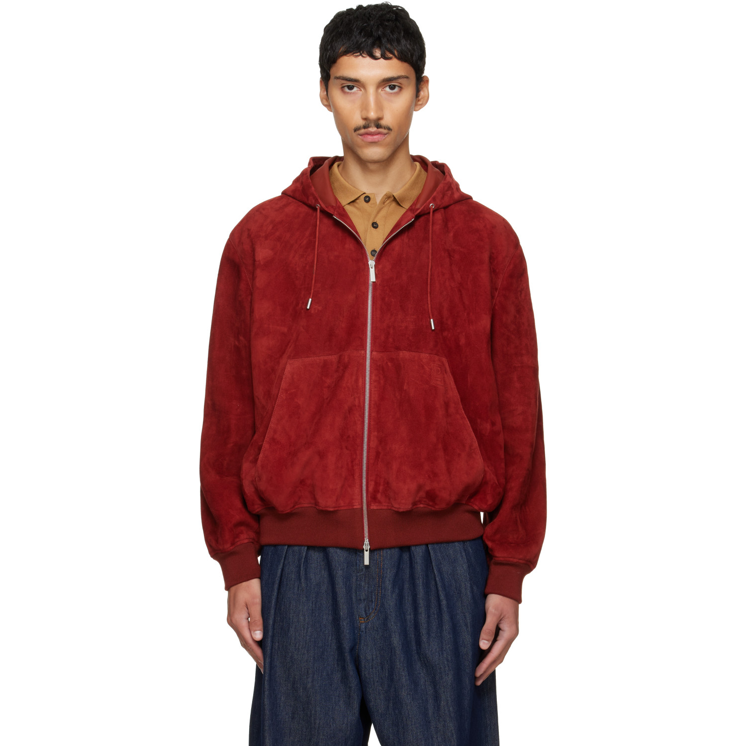 Ferragamo Burgundy Suede Blouson Hoodie