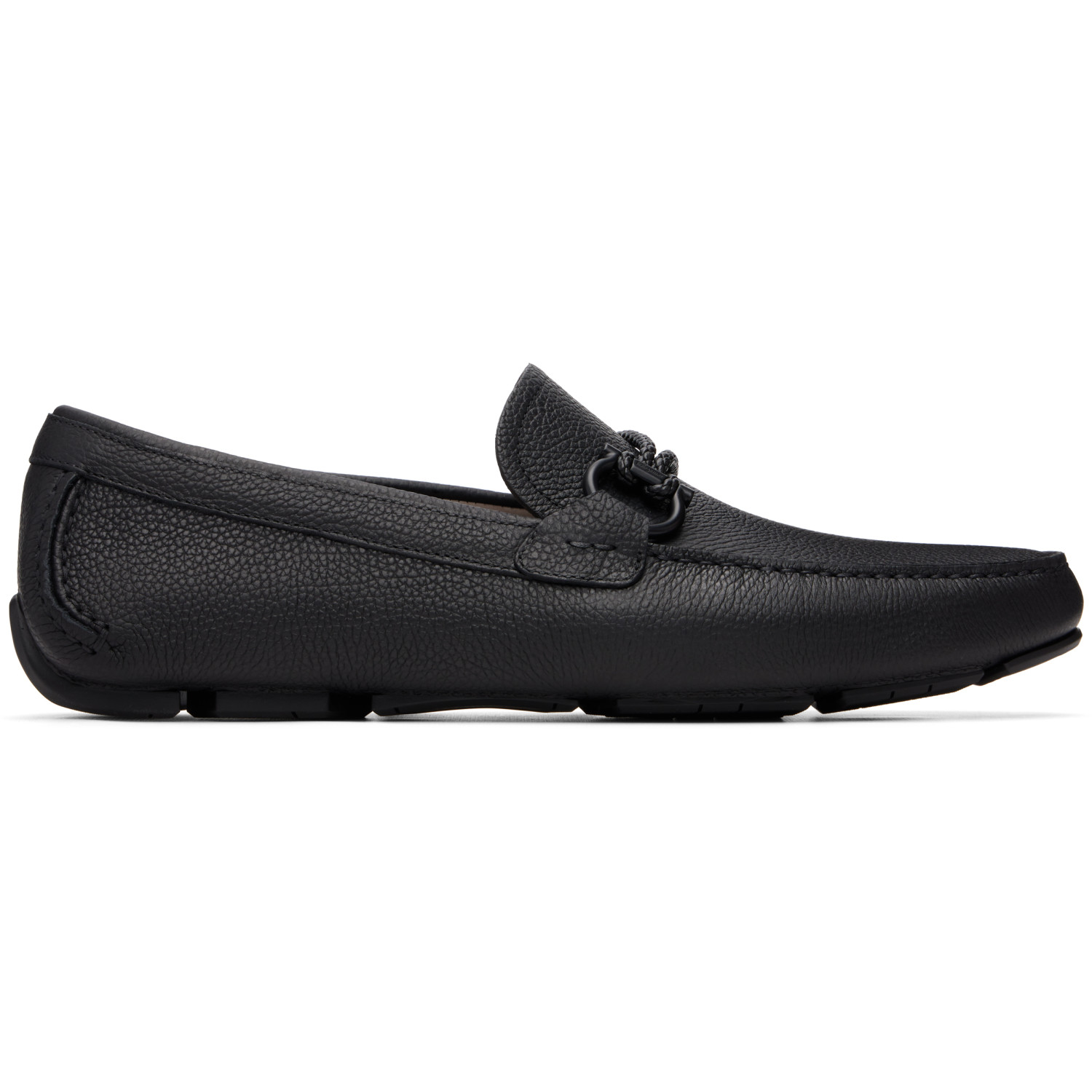 Ferragamo Black Gancini Driver Ornament Loafers