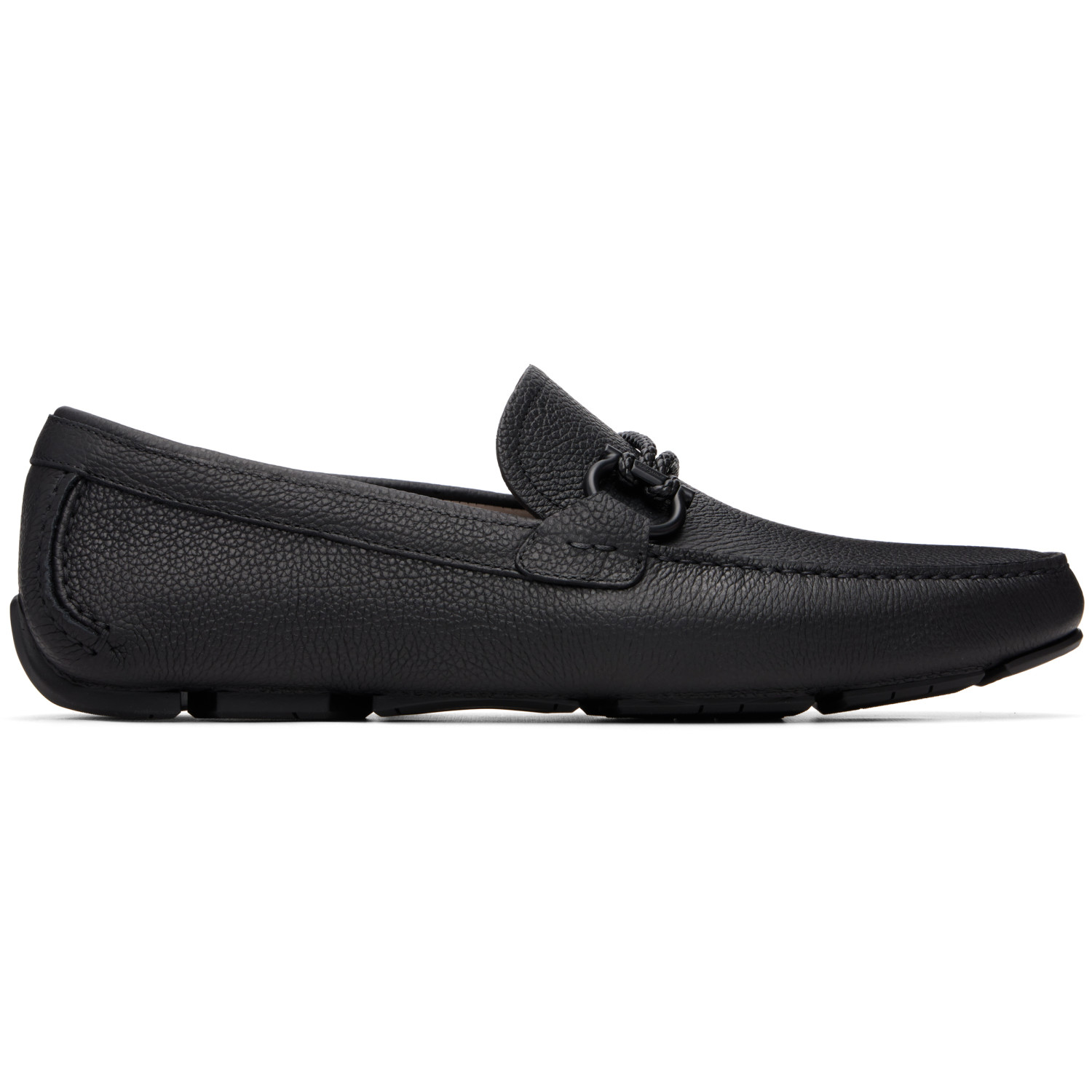 Ferragamo Black Gancini Driver Ornament Loafers