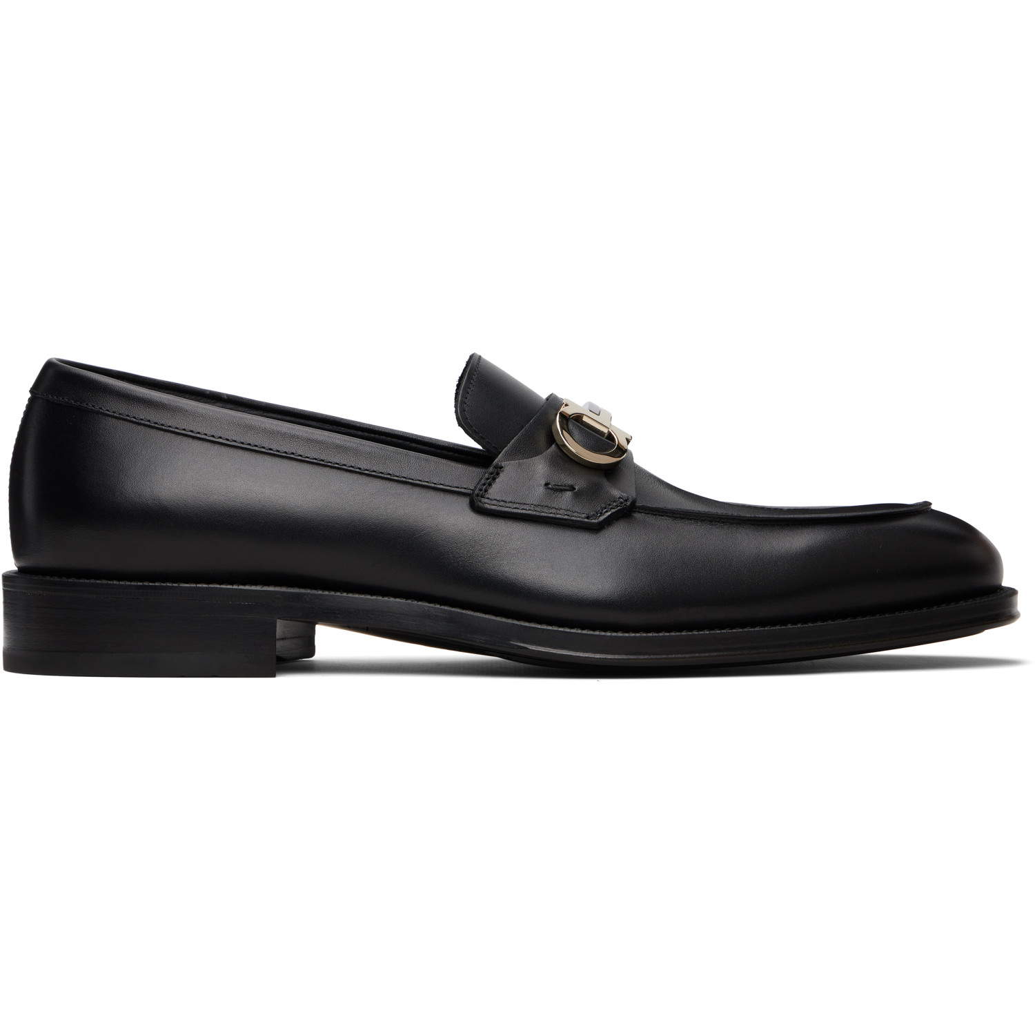 Ferragamo Black Gancini Ornament Loafers