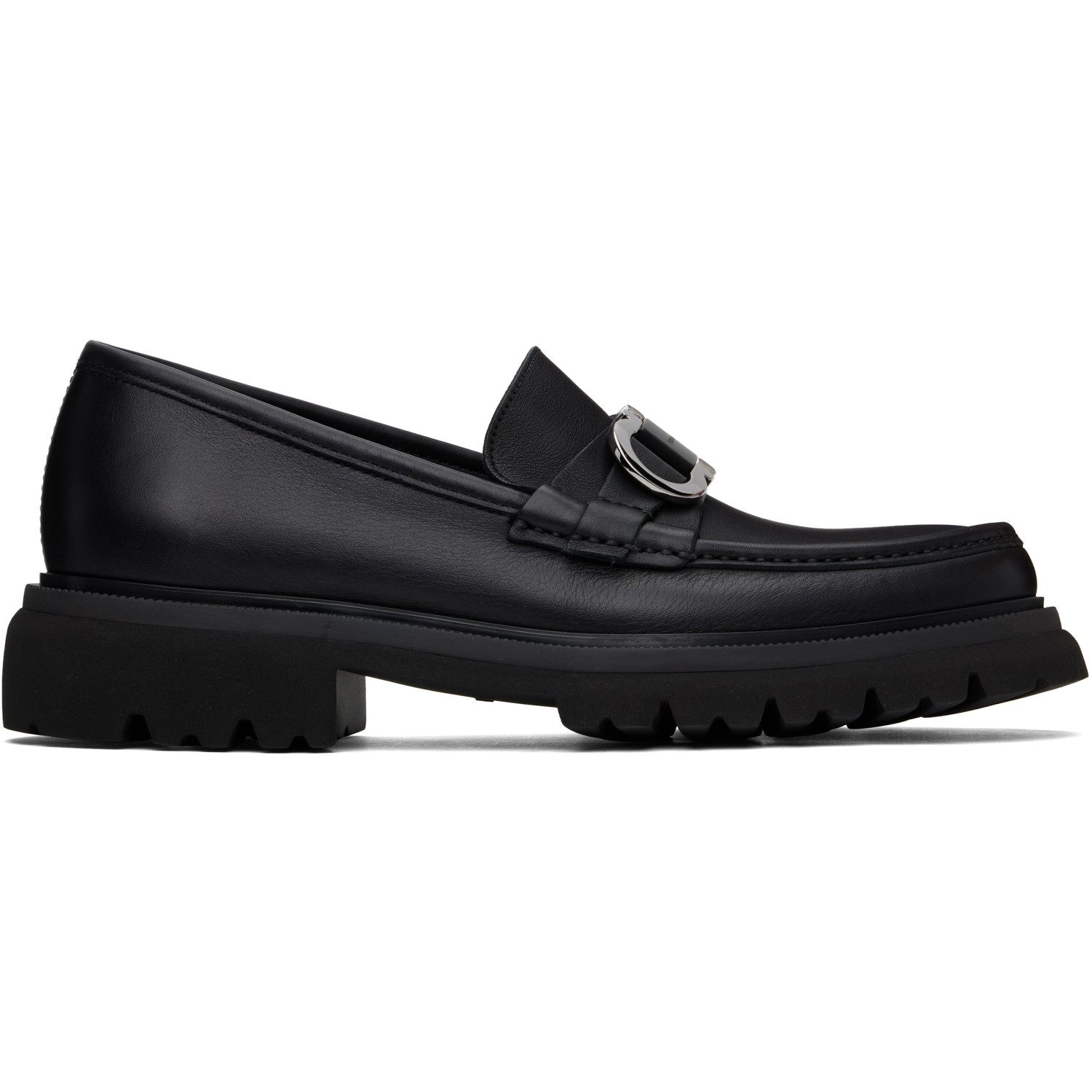 Ferragamo Black Gancini Ornament Loafers