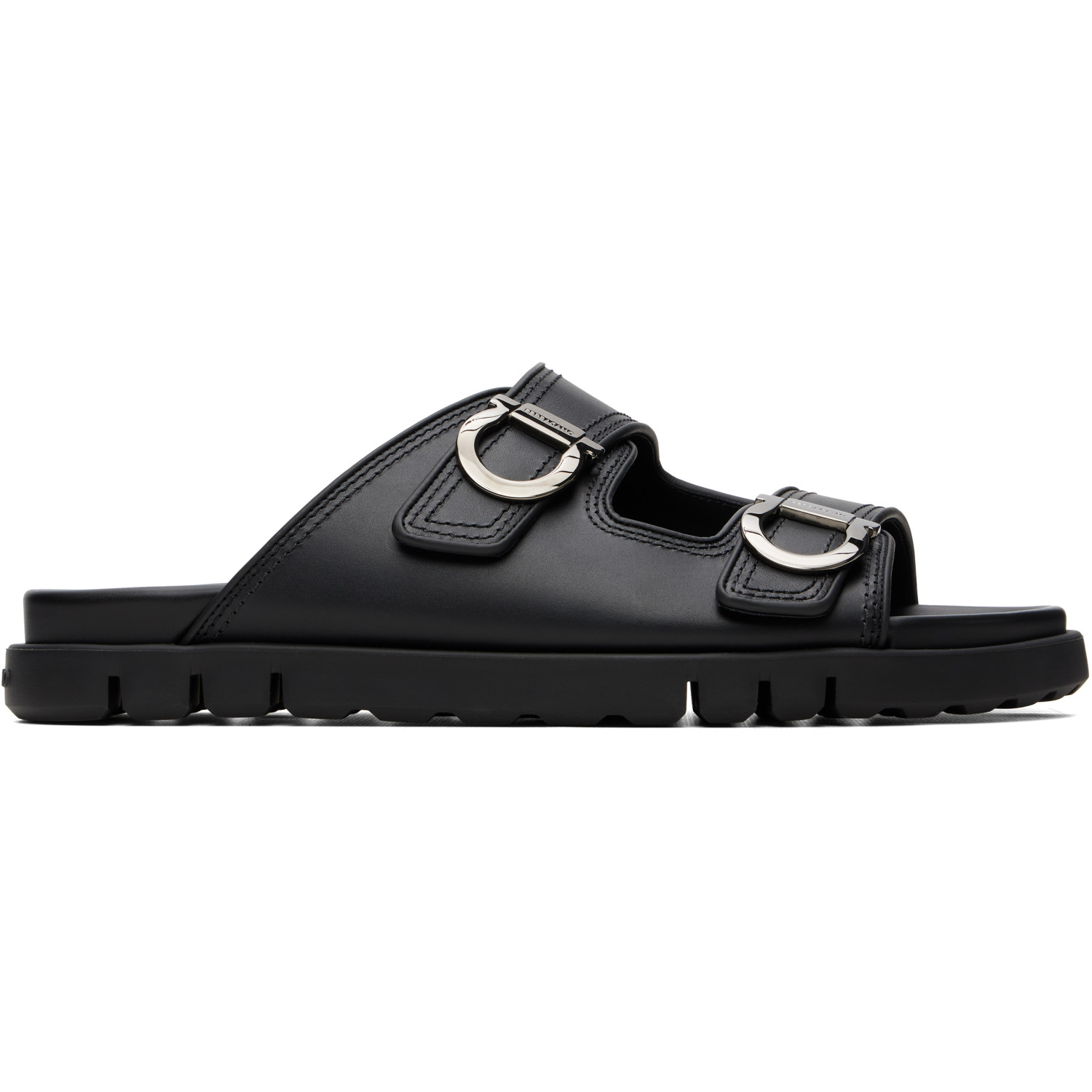 Ferragamo Black Double-Strap Sandals