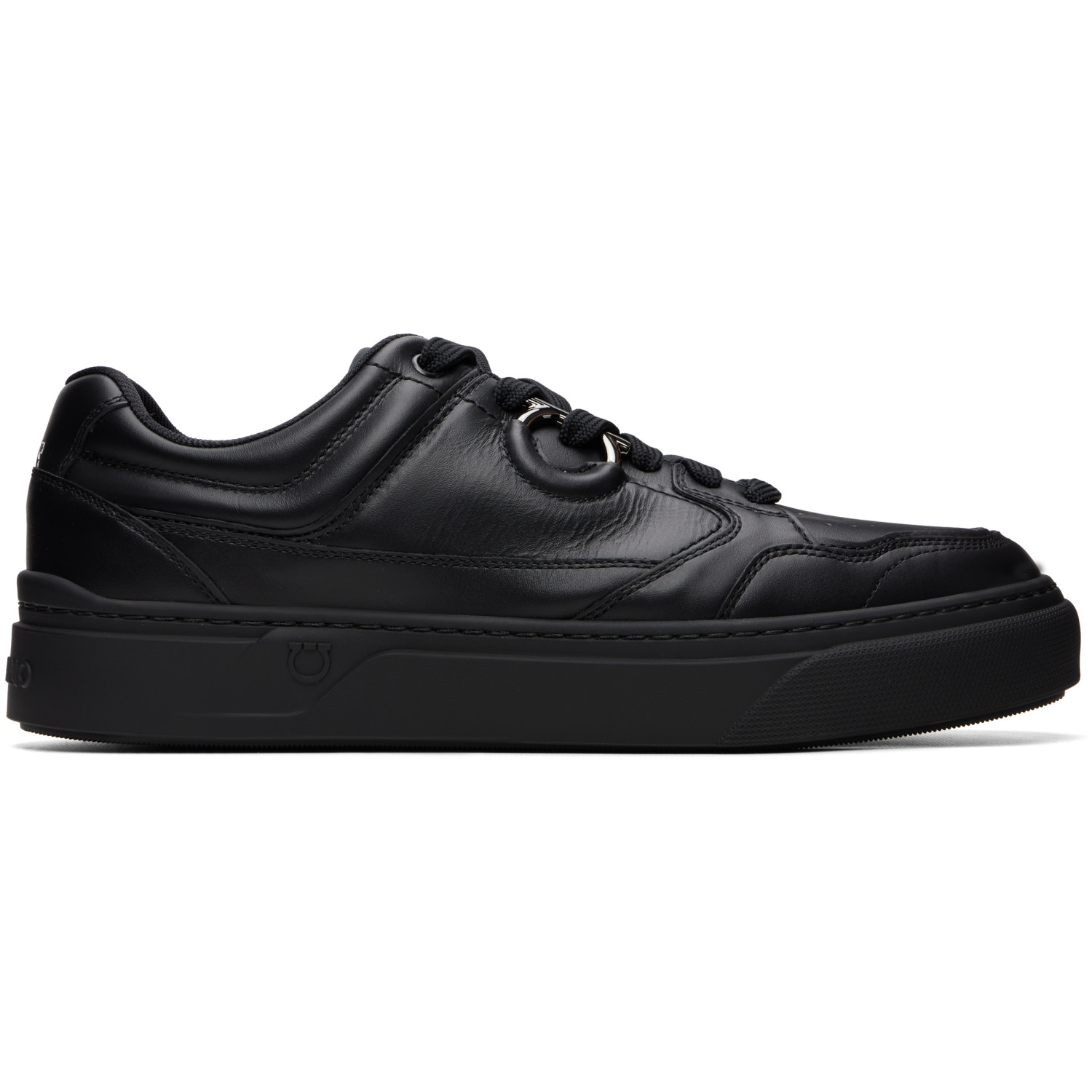 Ferragamo Black Gancini Leather Sneakers