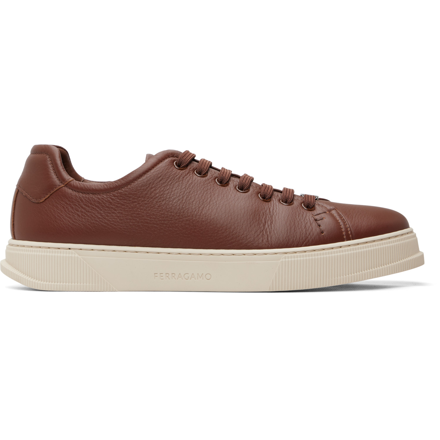 Ferragamo Brown Elastic Lace Sneakers