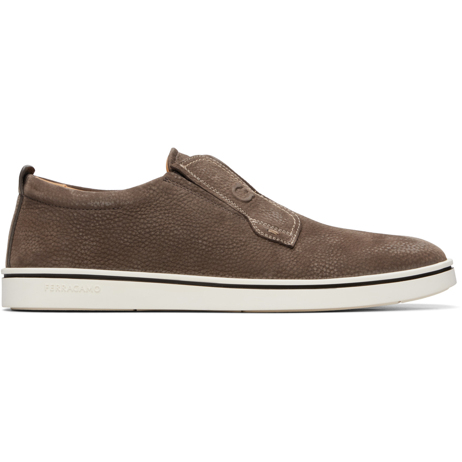 Ferragamo Taupe Derby Slip-On Sneakers