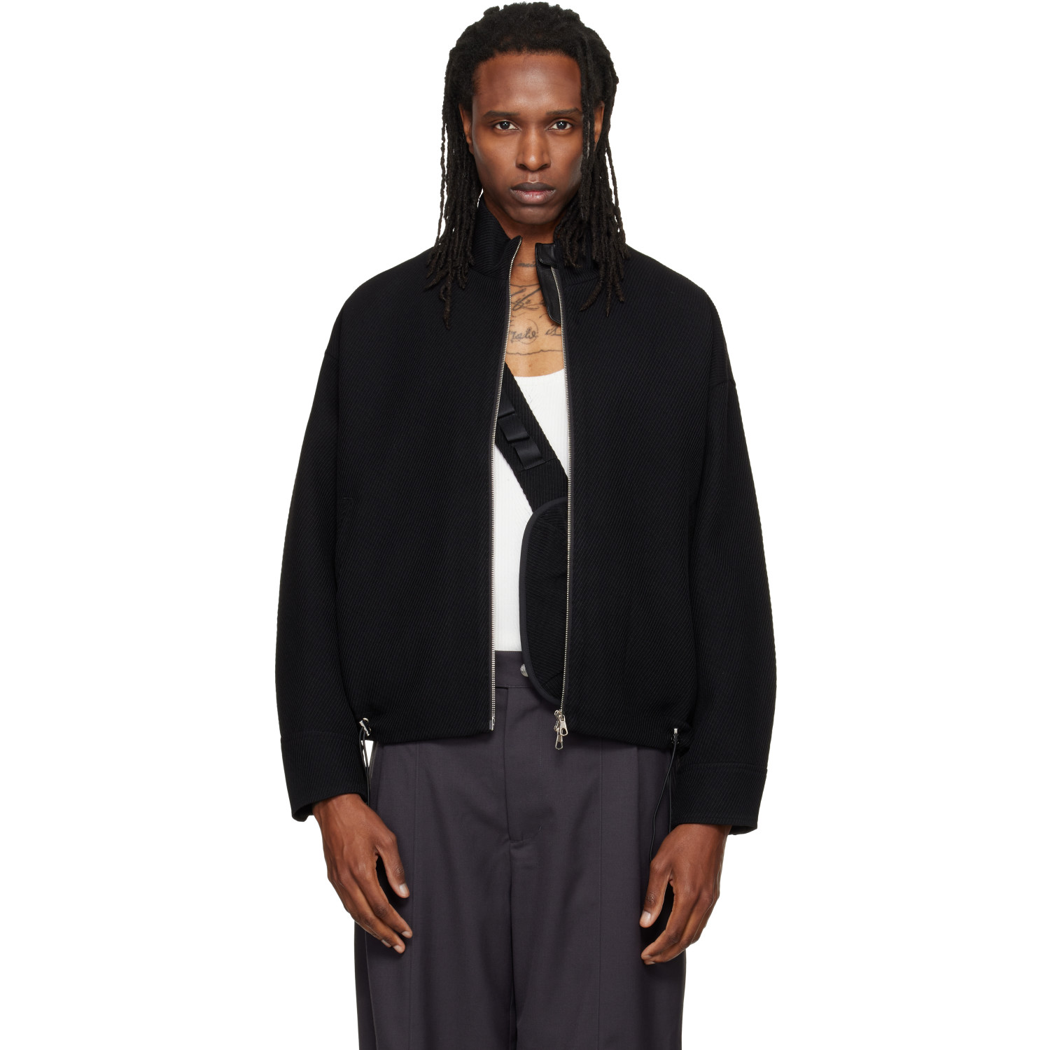 NULLUS Black Messenger Bag Pocket Jacket