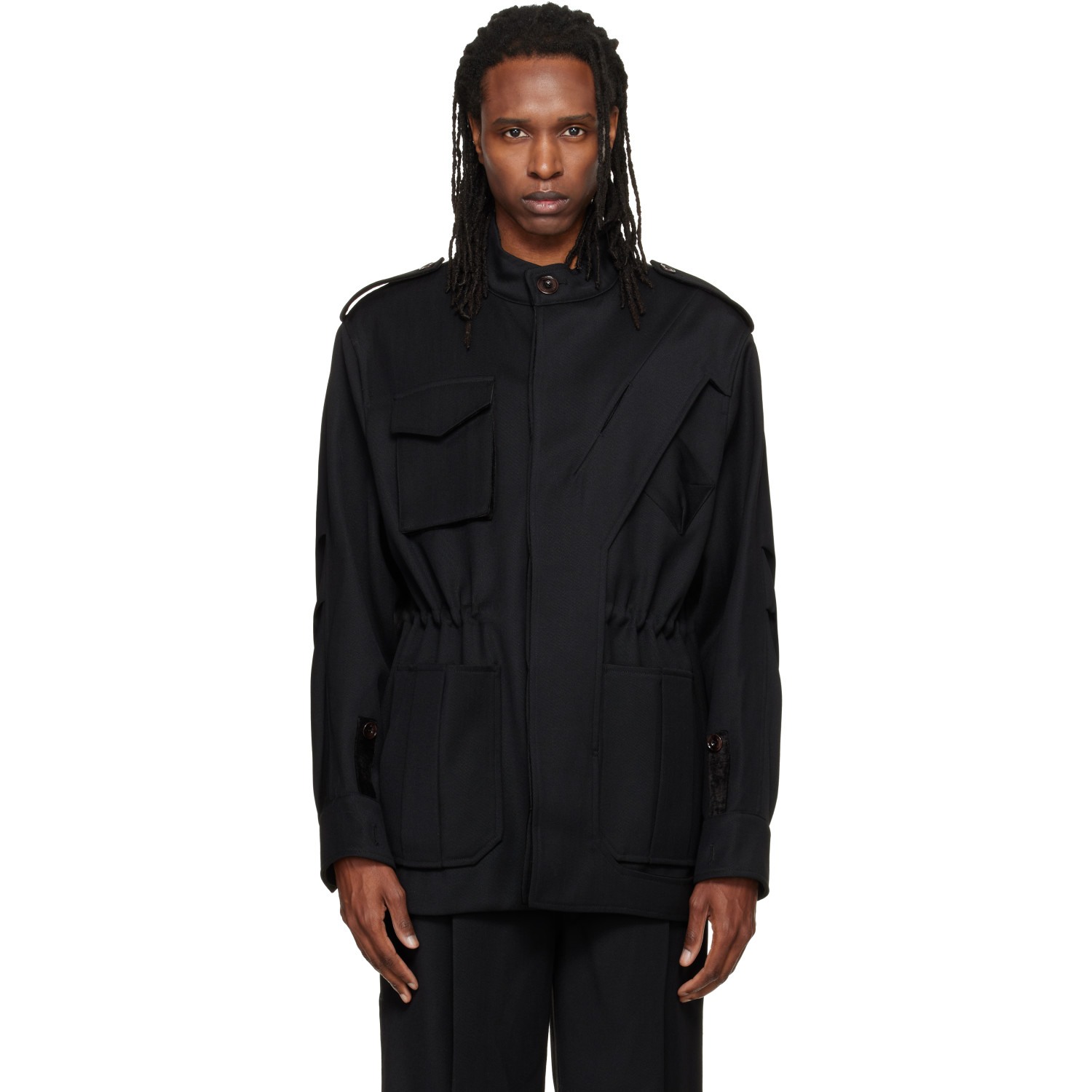 NULLUS Black Deconstructed Parka Jacket