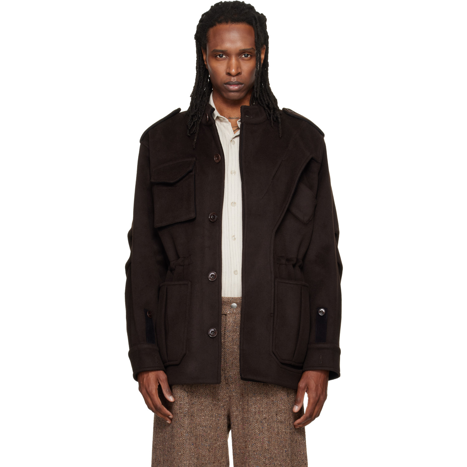 NULLUS Brown Deconstructed Parka Jacket