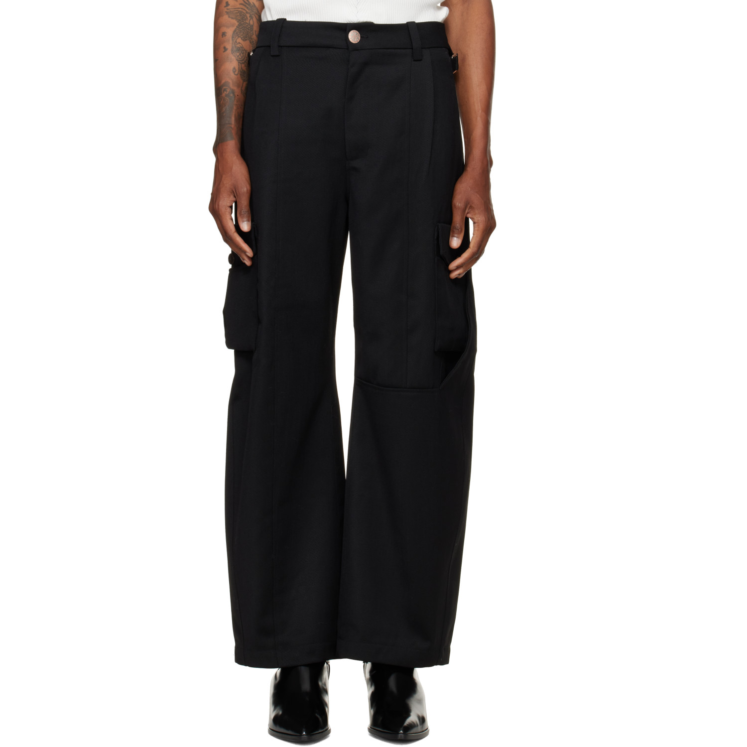 NULLUS Black Low Poly Shift Cargo Pants