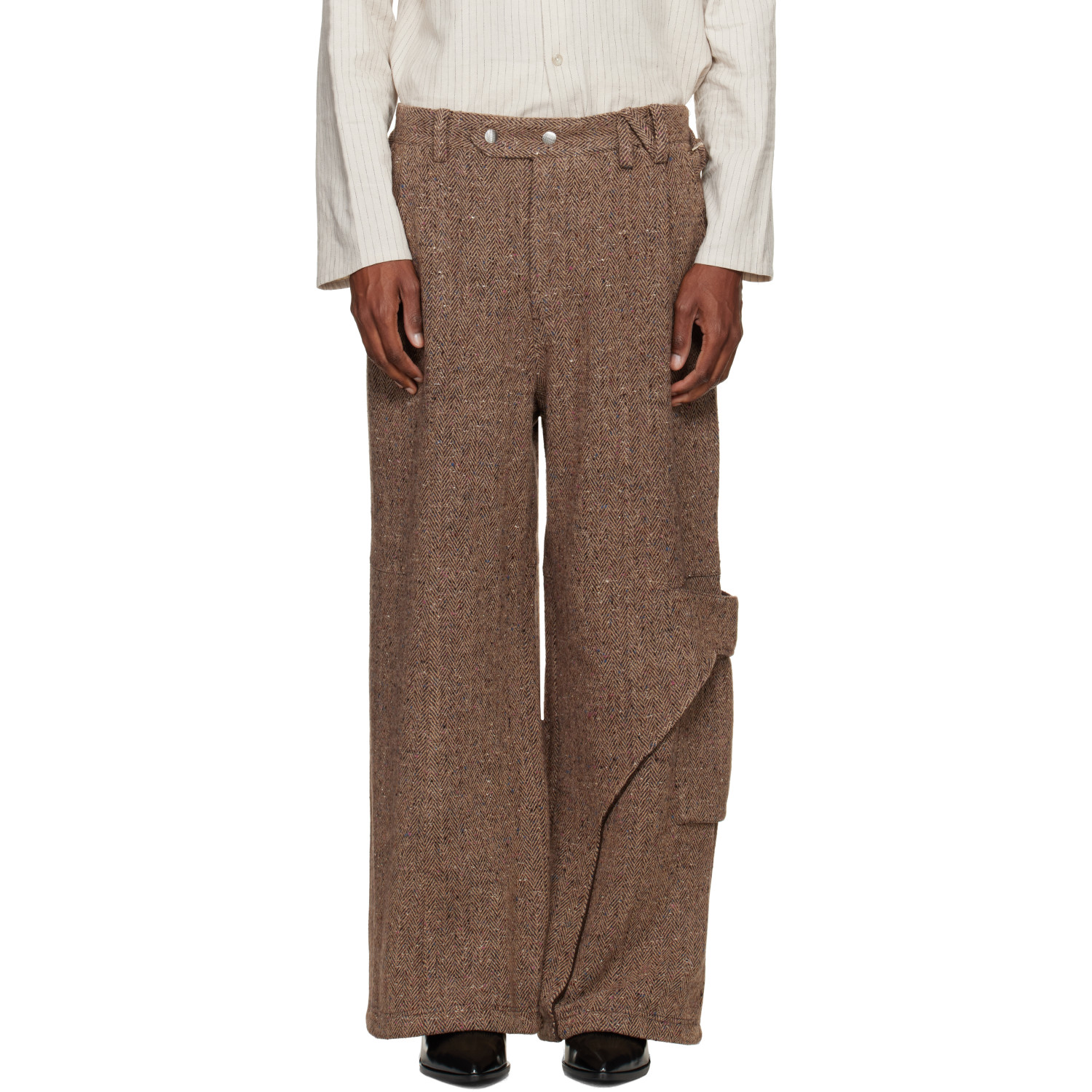 NULLUS Beige Draped Slide Cargo Pants