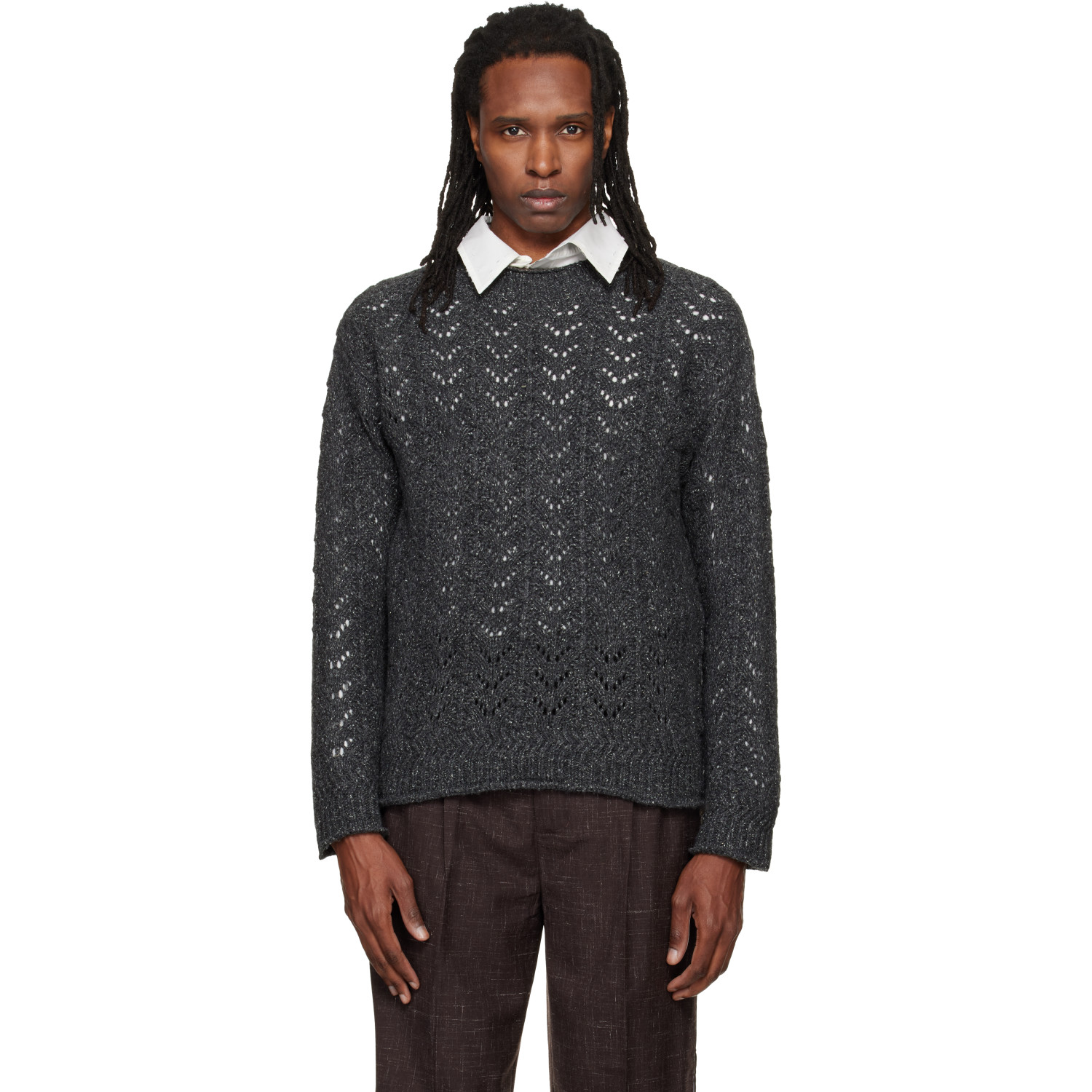 NULLUS Gray Eyelet Sweater
