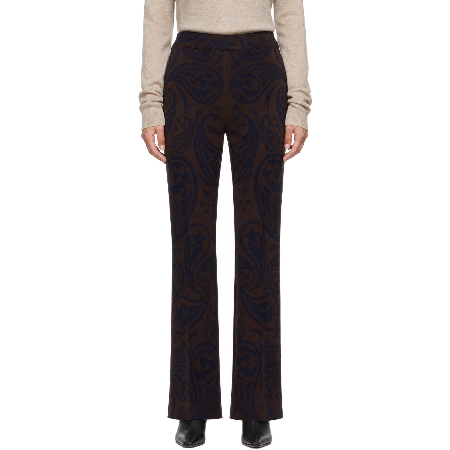 High Sport Brown Cosmic Paisley Kick Trousers