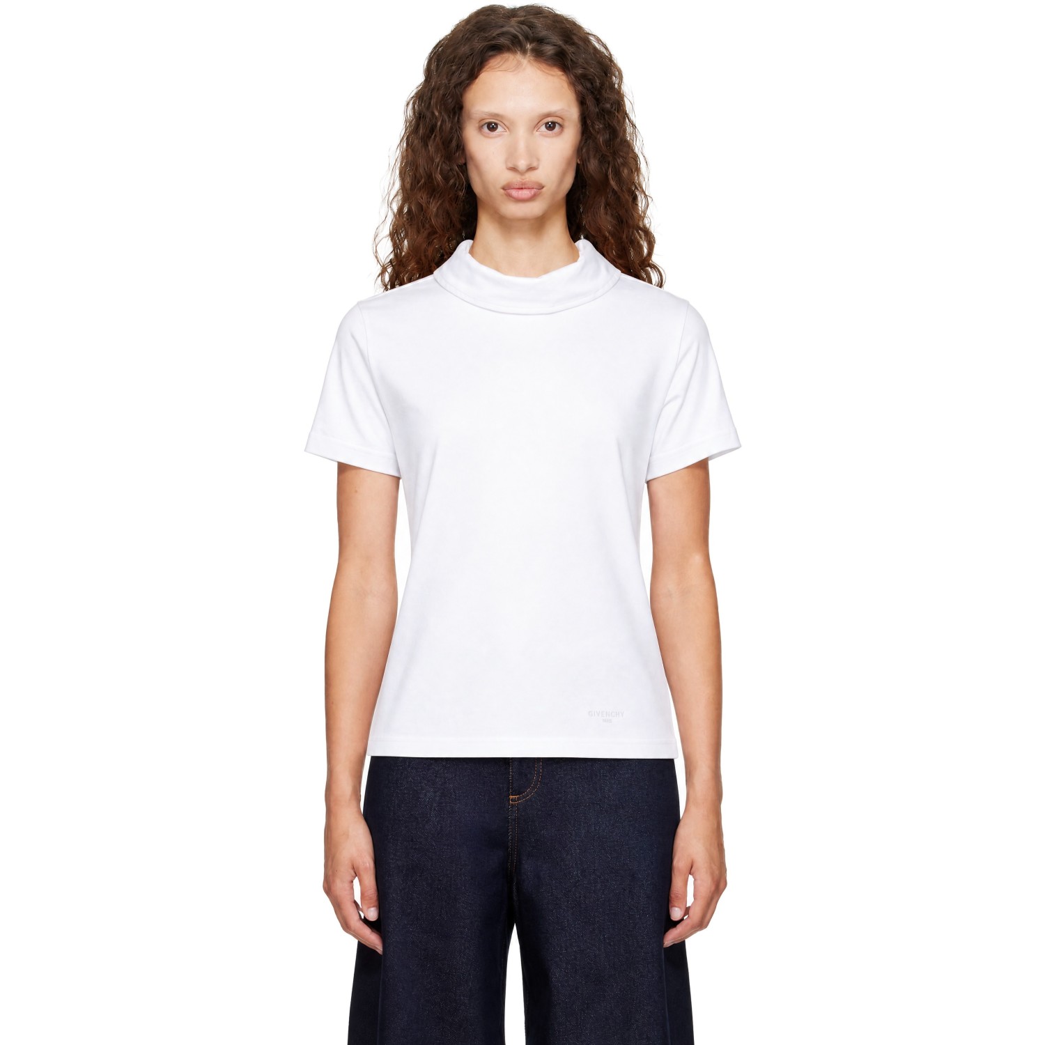 Givenchy White Poplin Collar T-shirt