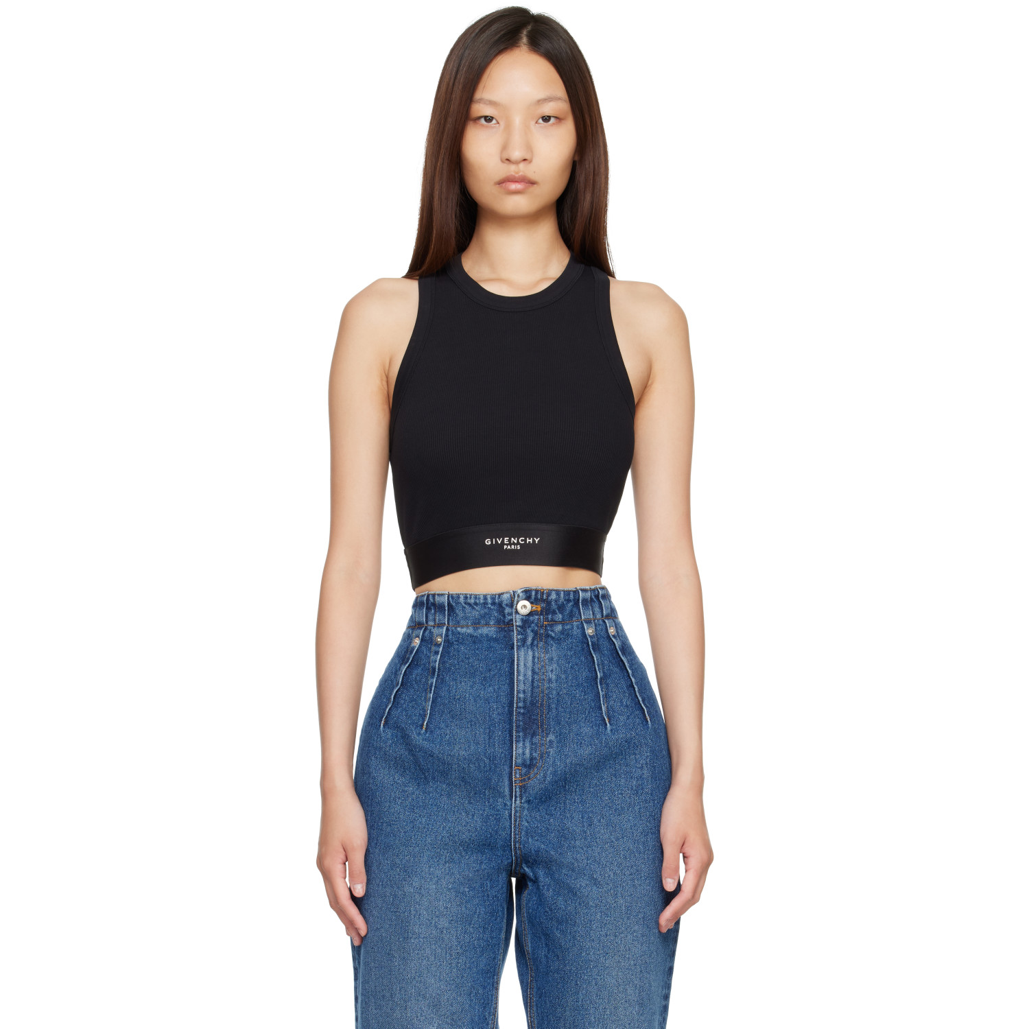 Givenchy Black Cropped Cotton Tank Top