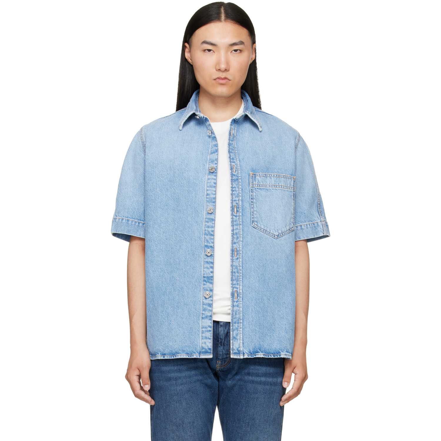 Givenchy Blue Couture Seam Denim Shirt
