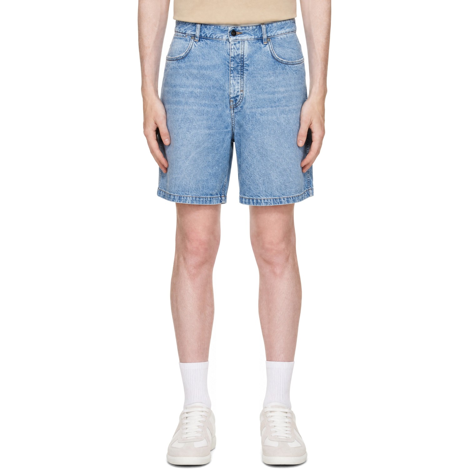 Givenchy Blue Denim Couture Seam Bermuda Shorts