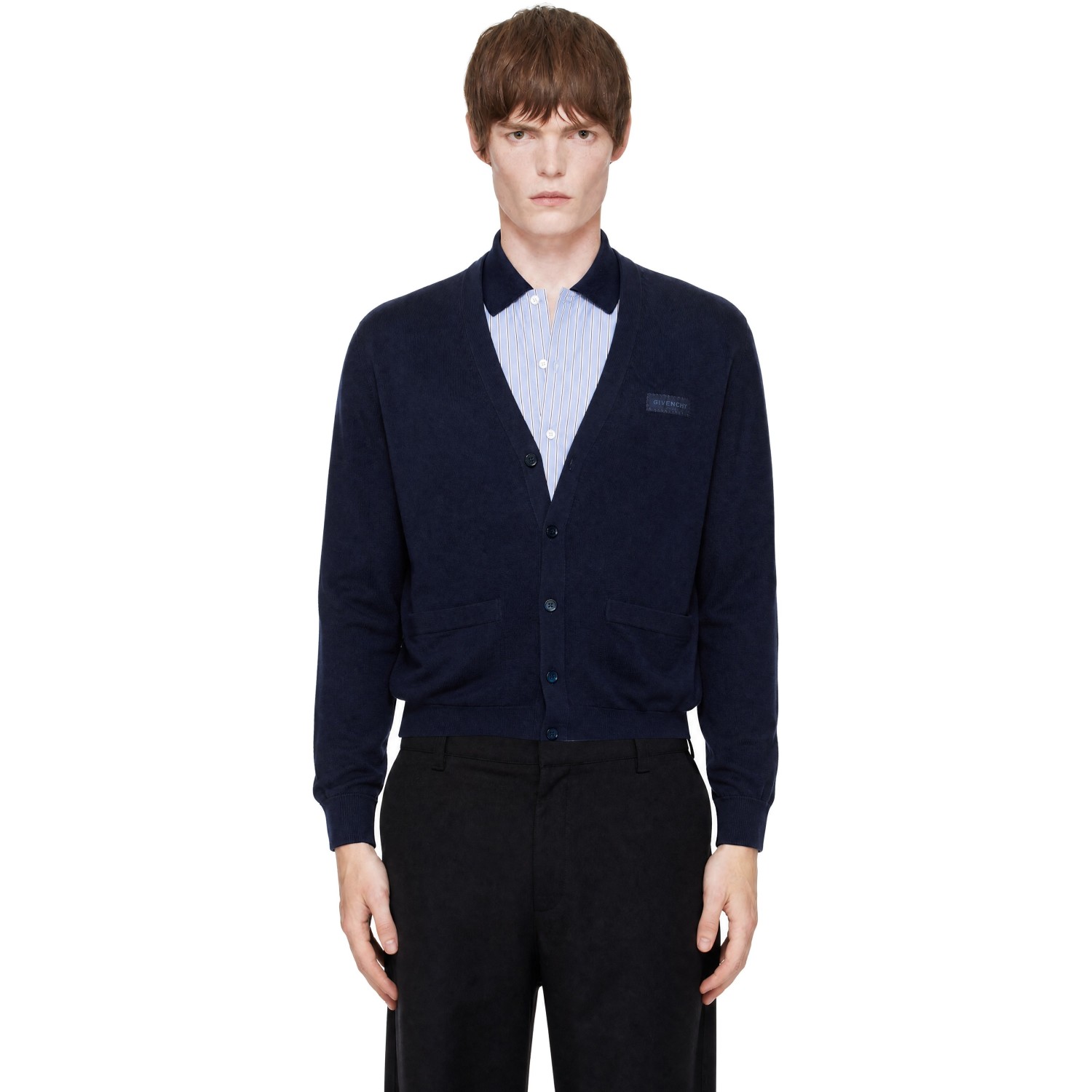 Givenchy Navy Couture Seam Gros Grain Detail Cardigan