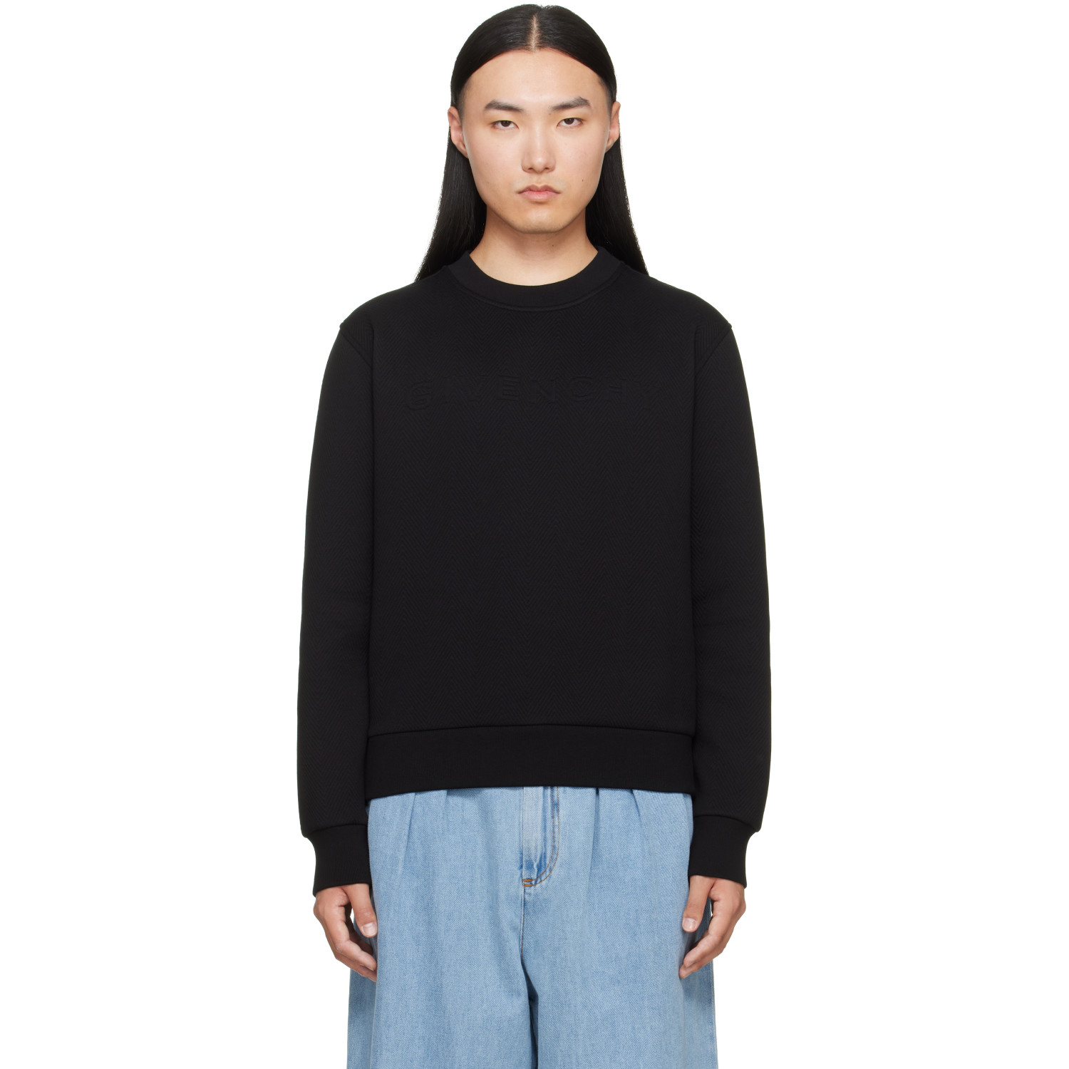 Givenchy Black Herringbone 'Givenchy Jacquard' Sweatshirt