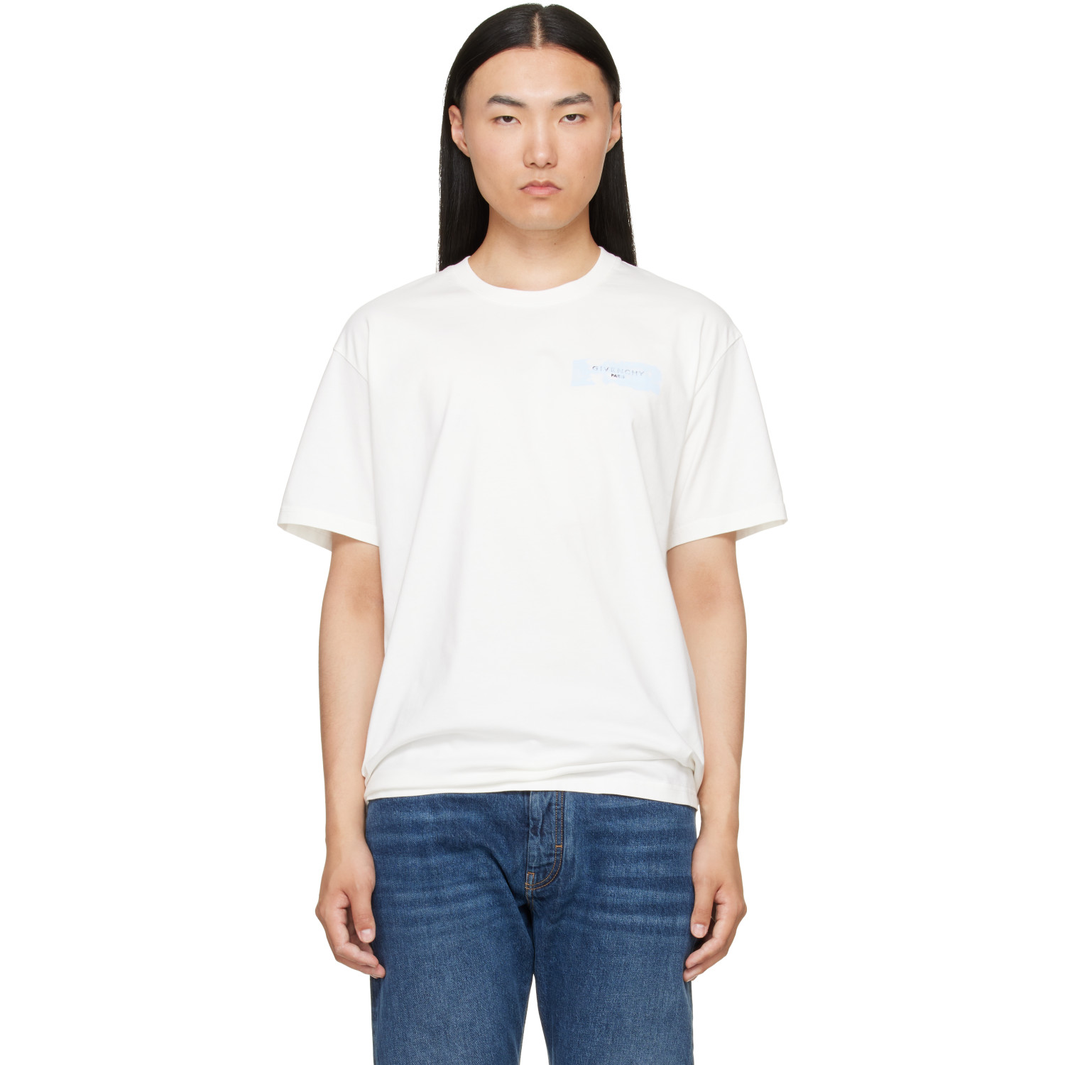 Givenchy White 'Givenchy Paris Paint Print' Cotton T-shirt