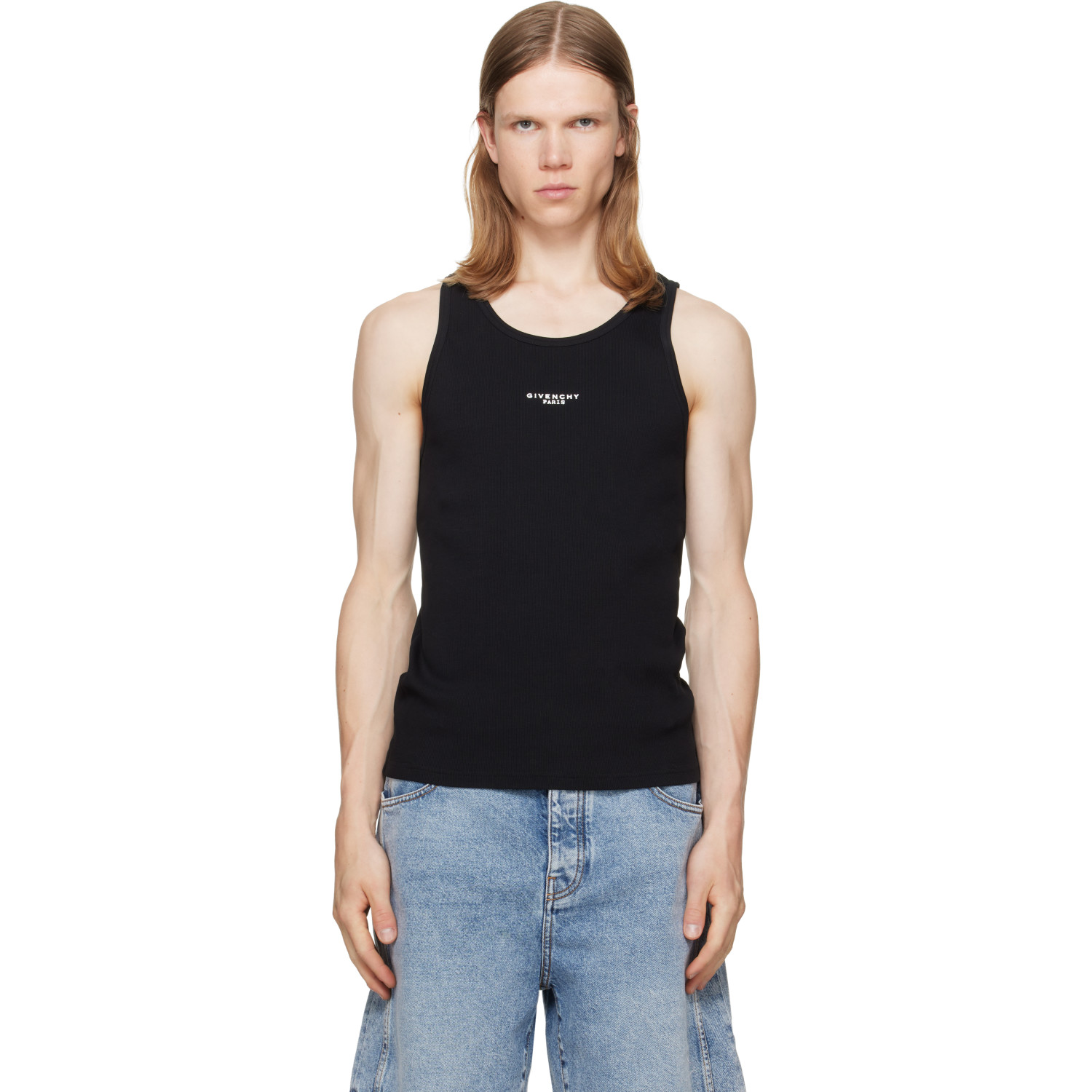 Givenchy Black 'Givenchy Paris' Print Cotton Tank Top
