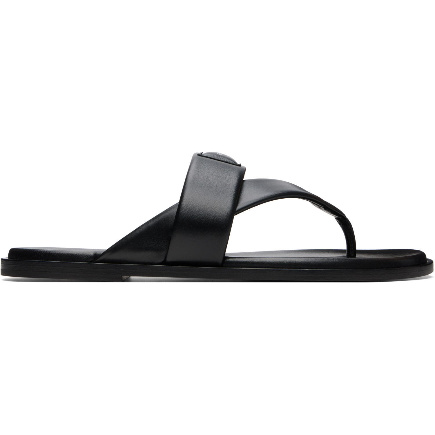 Givenchy Black 'Givenchy Bay' Leather Thong Sandals