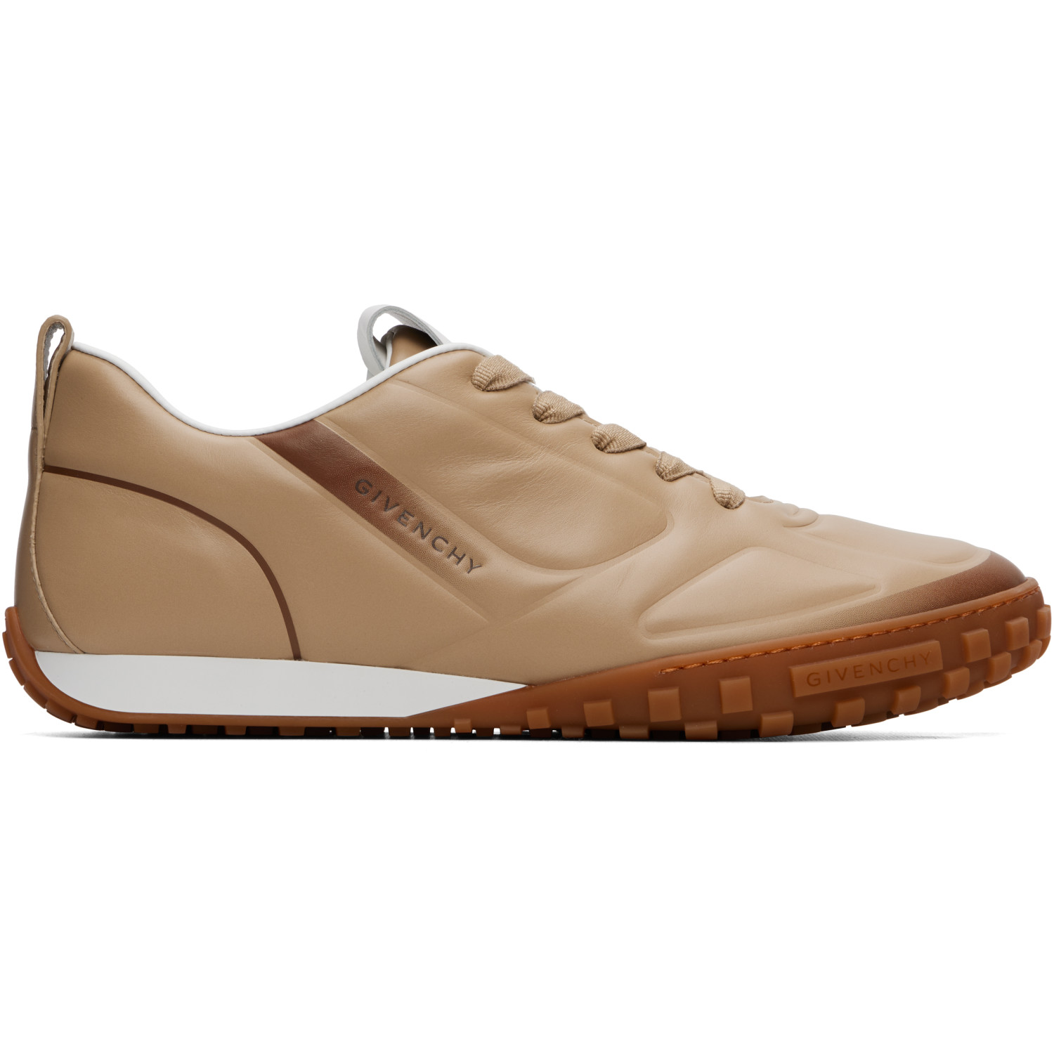 Givenchy Beige Glide Leather Sneakers In Black/beige