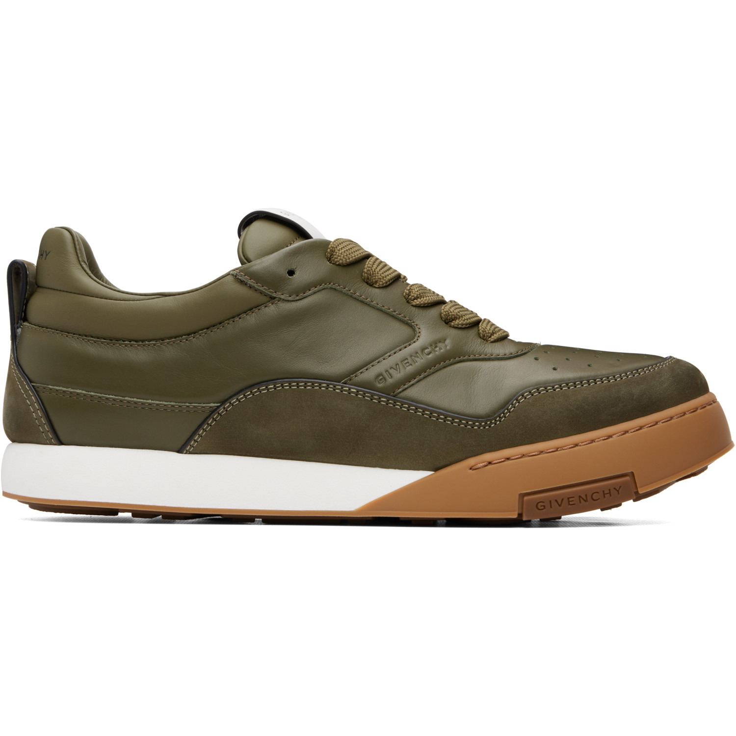 Givenchy Khaki ' Yard' Leather Sneakers In Khaki/black