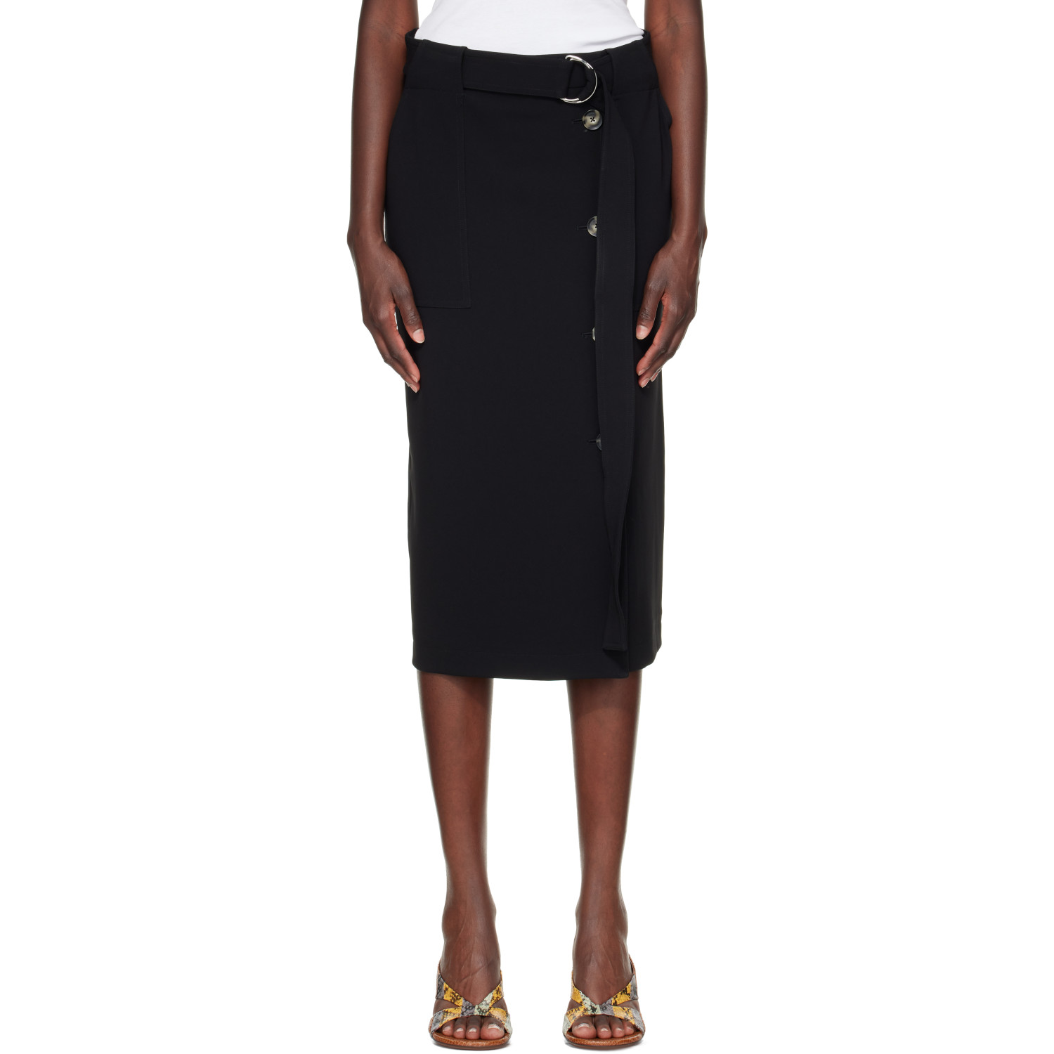 Proenza Schouler Black Carine Cargo Midi Skirt