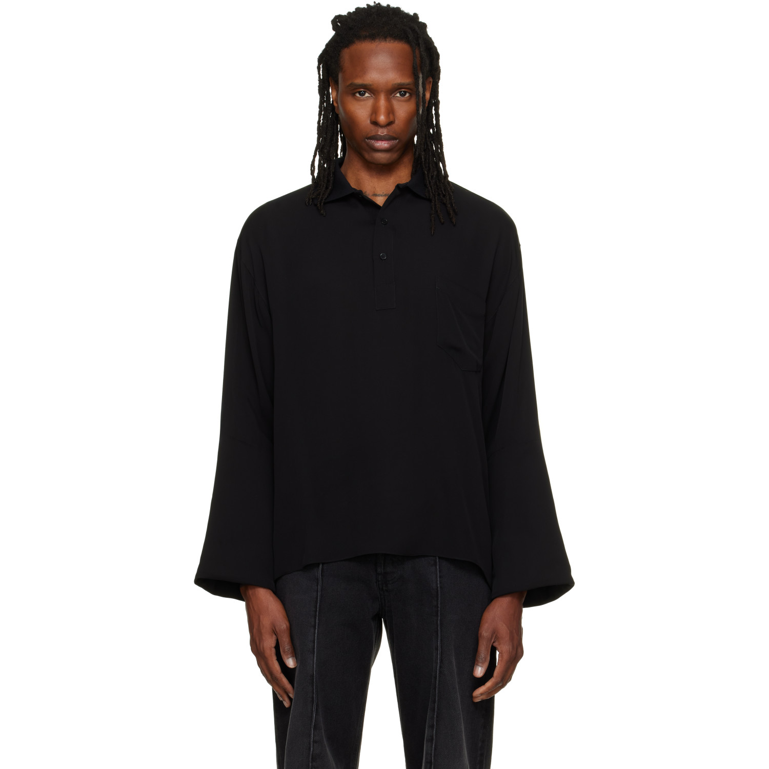 ALAINPAUL Black Long Sleeve Polo