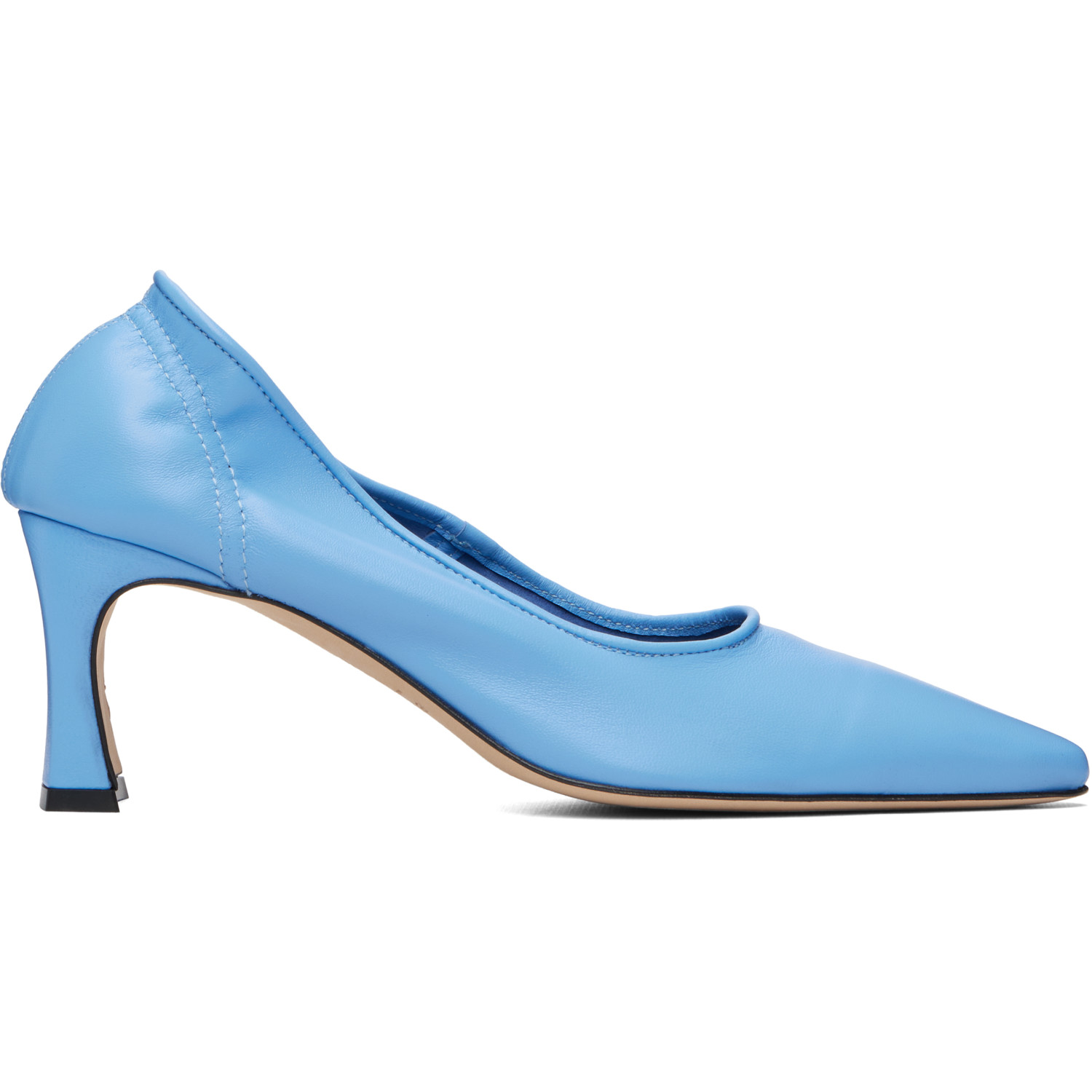 BY FAR Blue Carre Nappa Leather Heels
