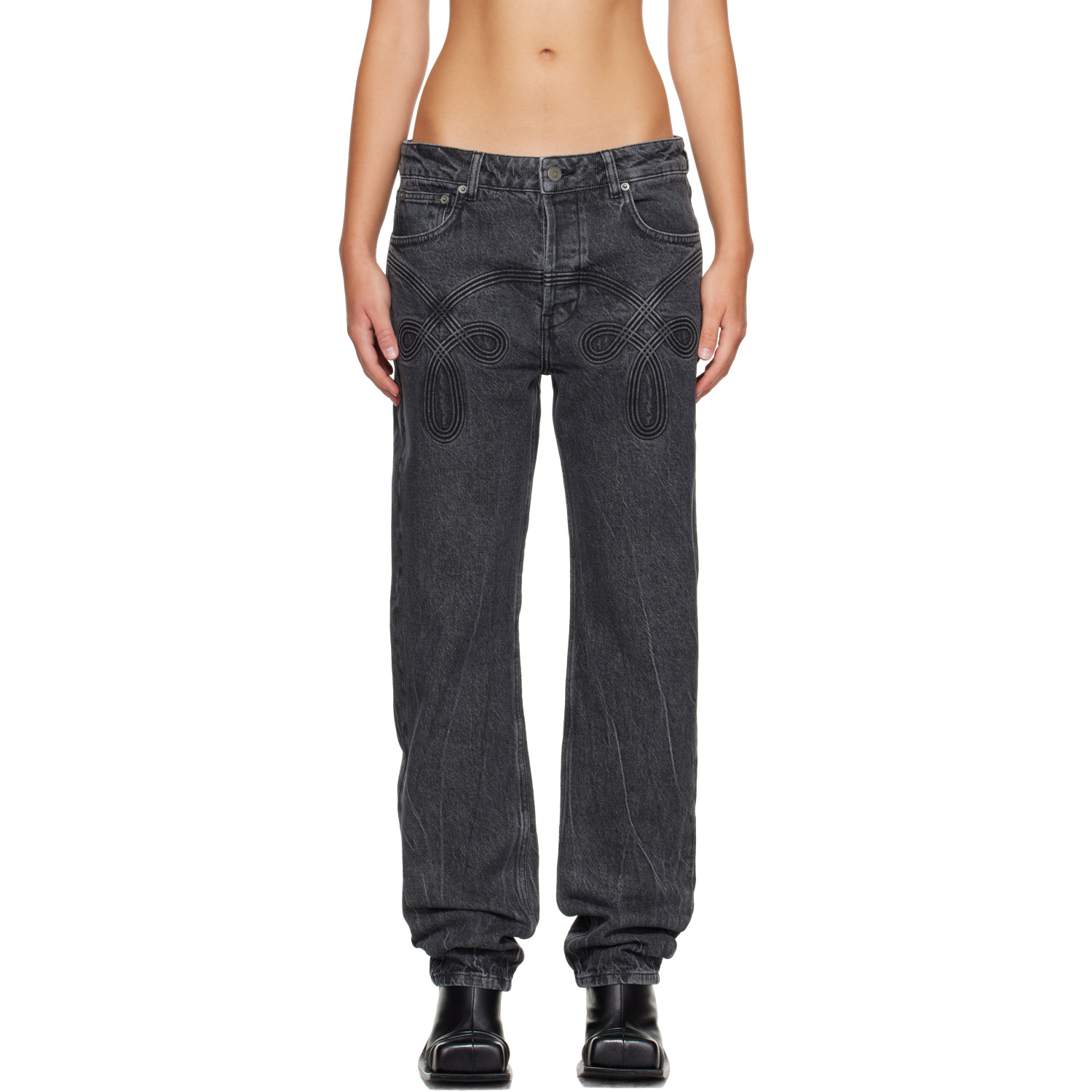 Stefan Cooke Black Braided Jeans