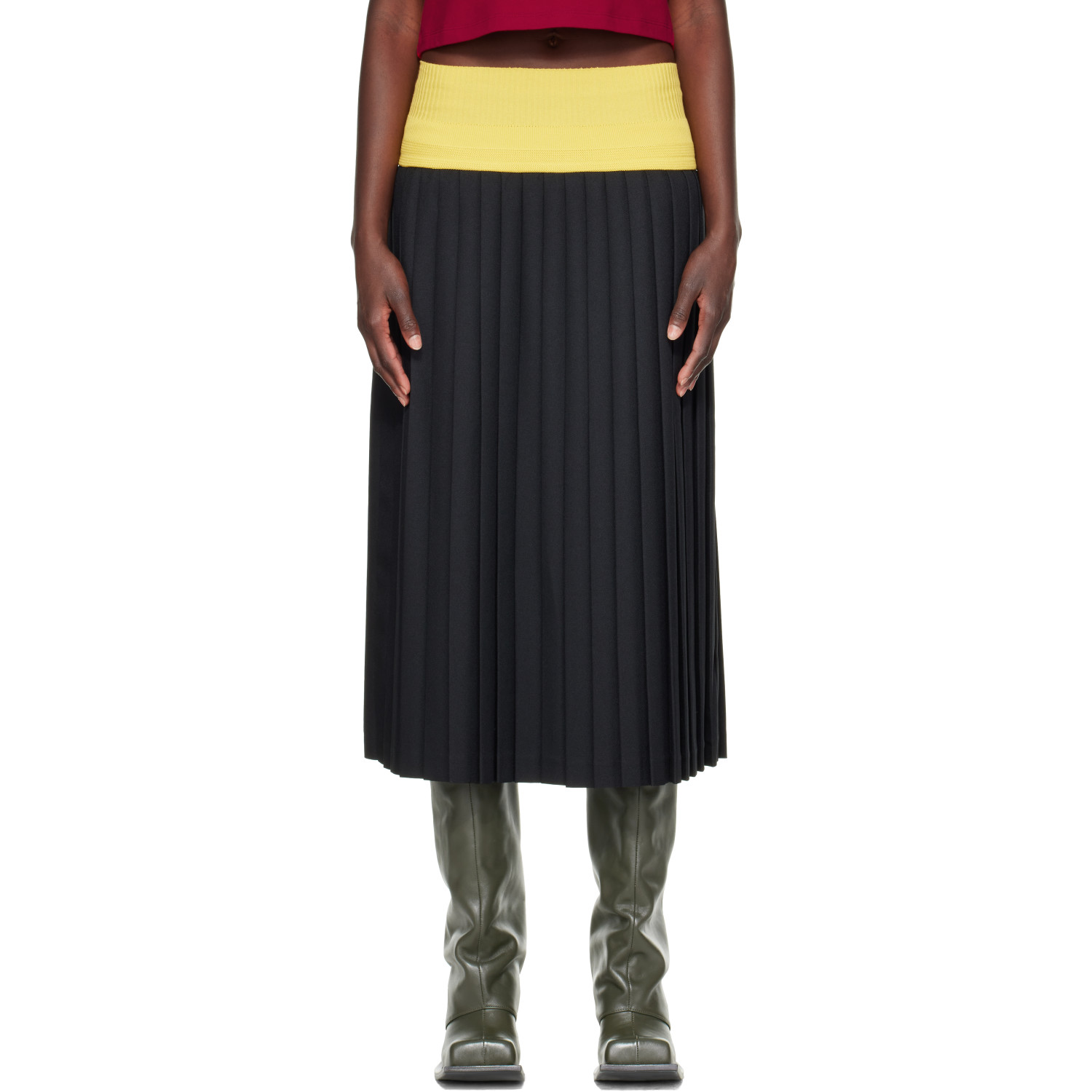 Stefan Cooke Black Match Midi Skirt