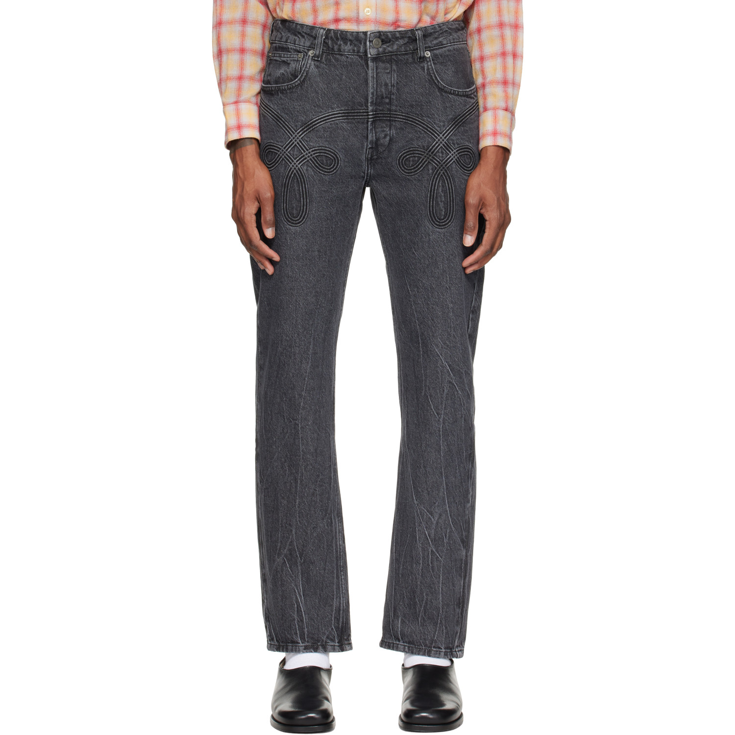Stefan Cooke Black Braided Jeans