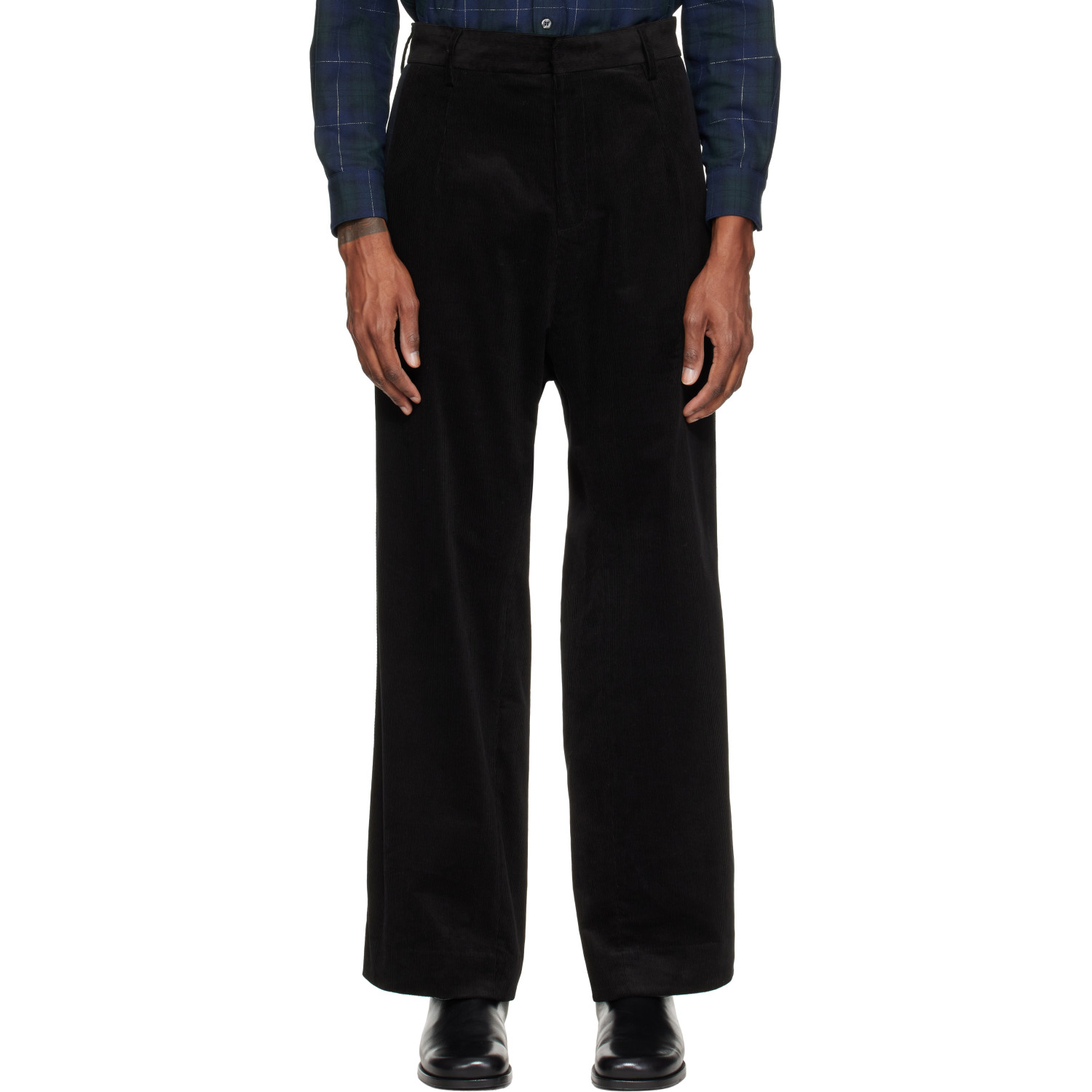 Stefan Cooke Black Cord Tux Trousers