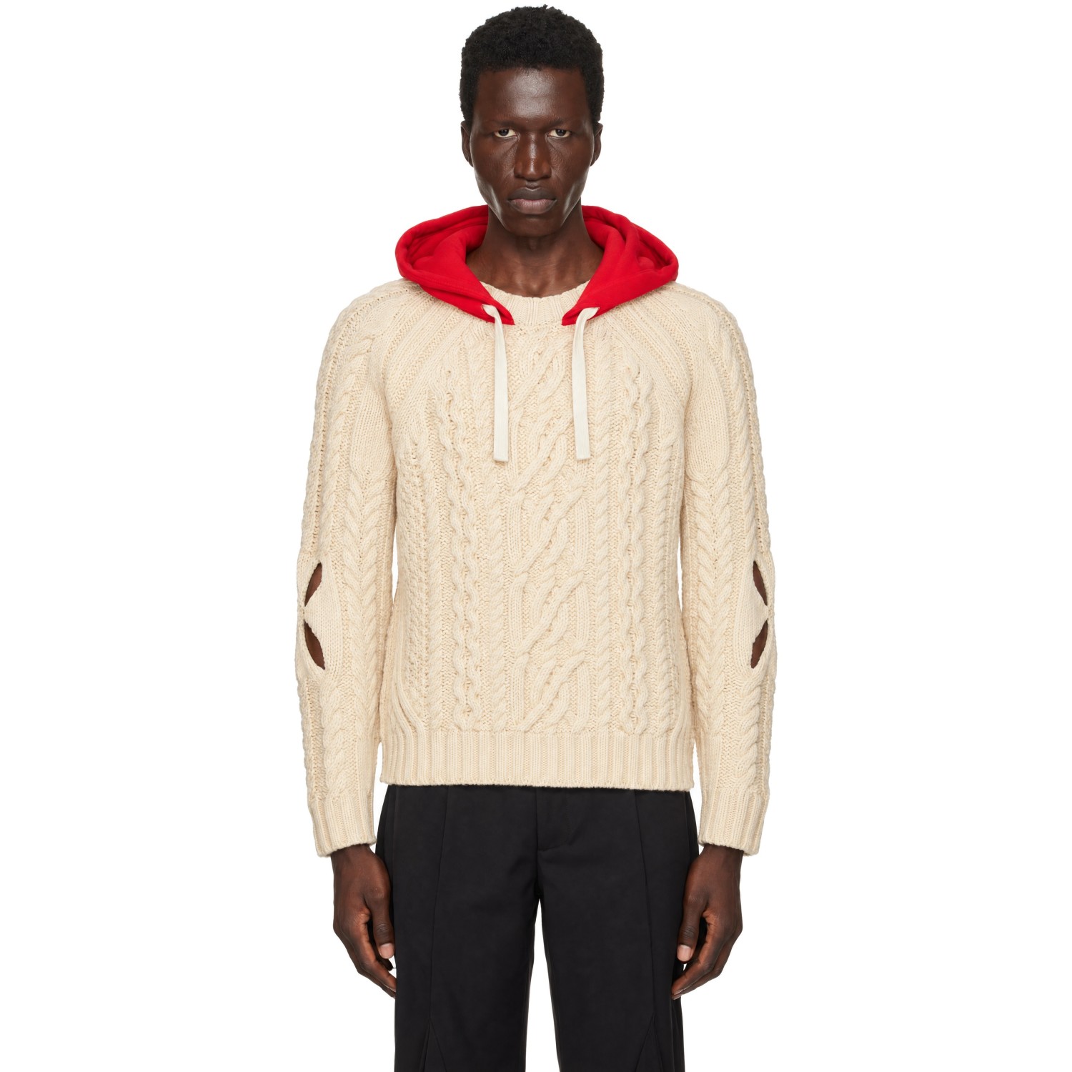 Stefan Cooke Beige Hooded Cable Sweater
