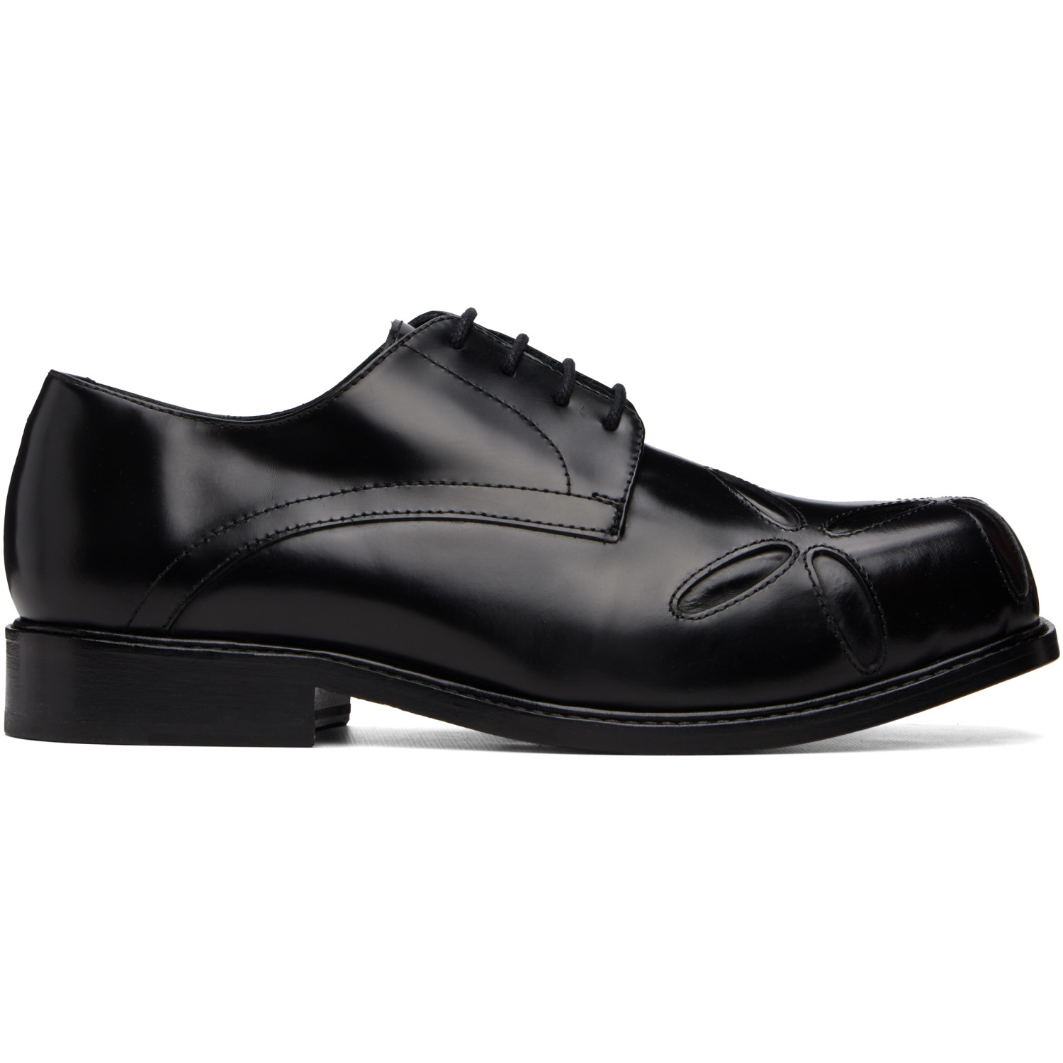 Stefan Cooke Black Slashed Square Toe Derbys
