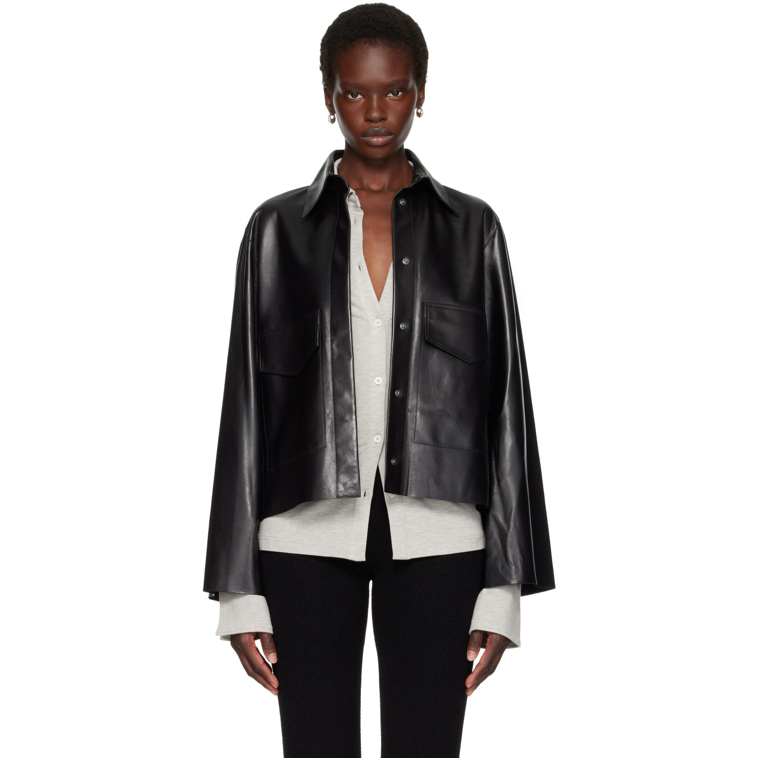 Nour Hammour Black Darcy Leather Jacket