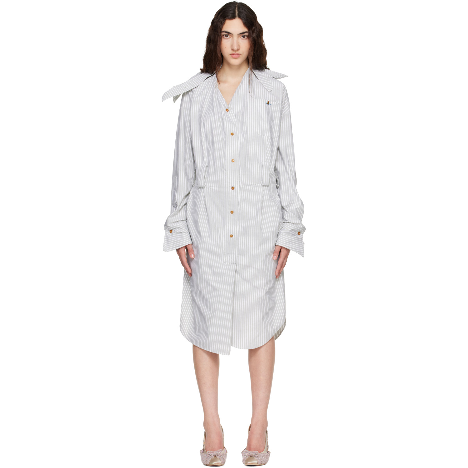 Vivienne Westwood Gray Drunken Shirt Midi Dress