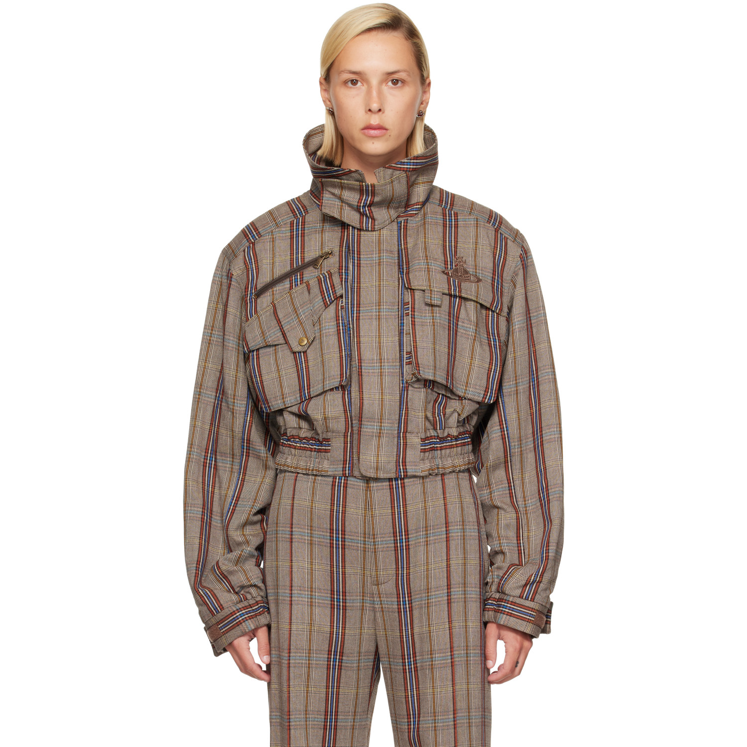 Vivienne Westwood Taupe Memphis Cropped Bomber Jacket